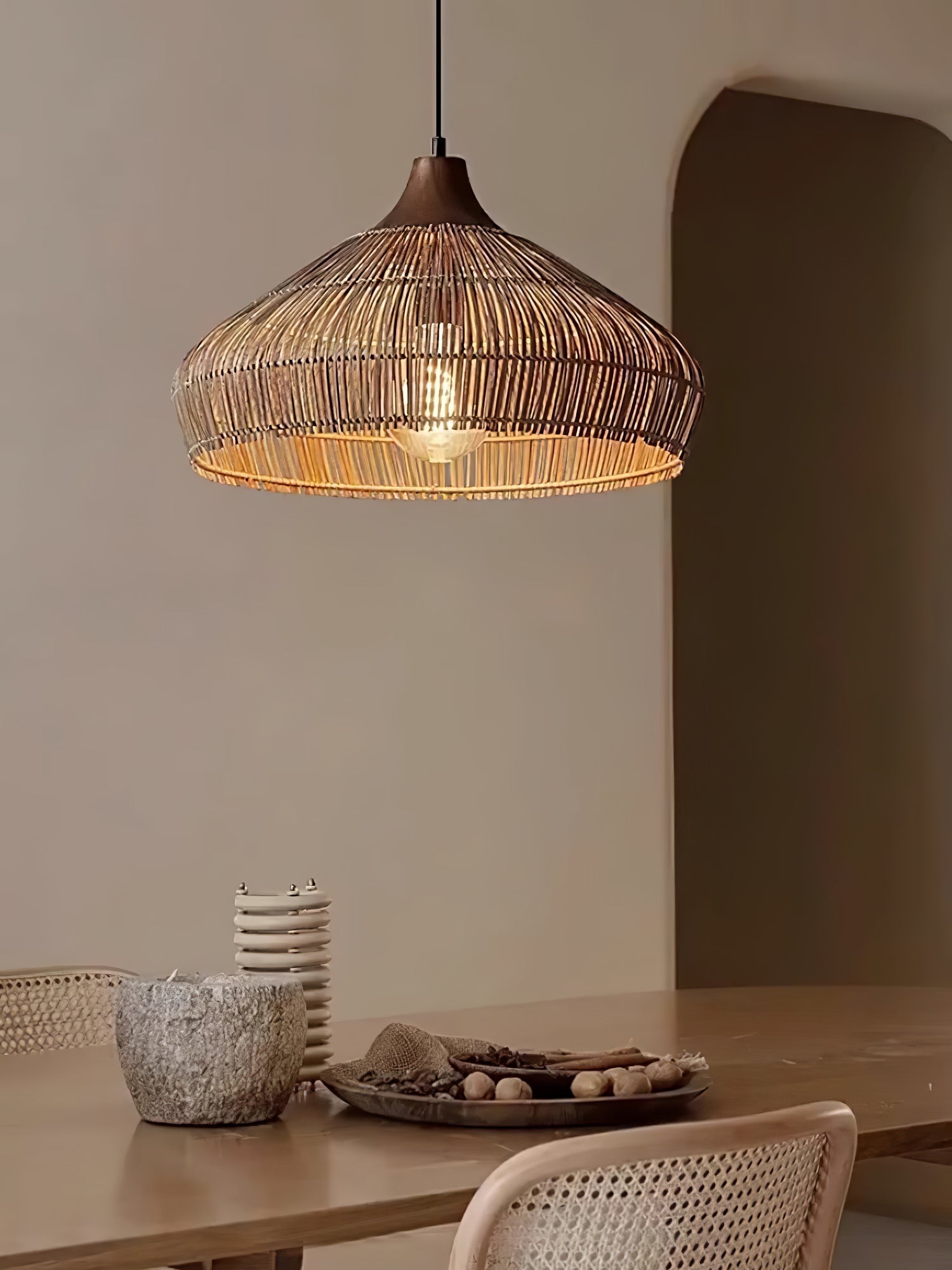 Lythean Elegance Art Rattan Wood Pendant Light - Letslighting