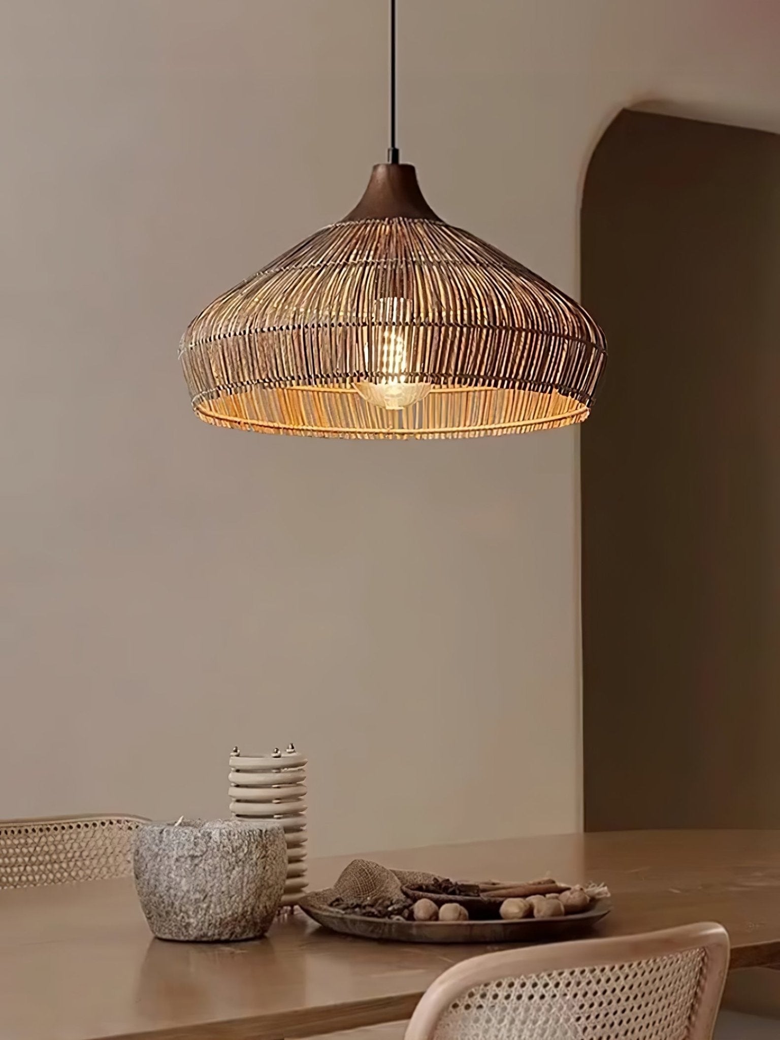 Lythean Elegance Art Rattan Wood Pendant Light - Letslighting