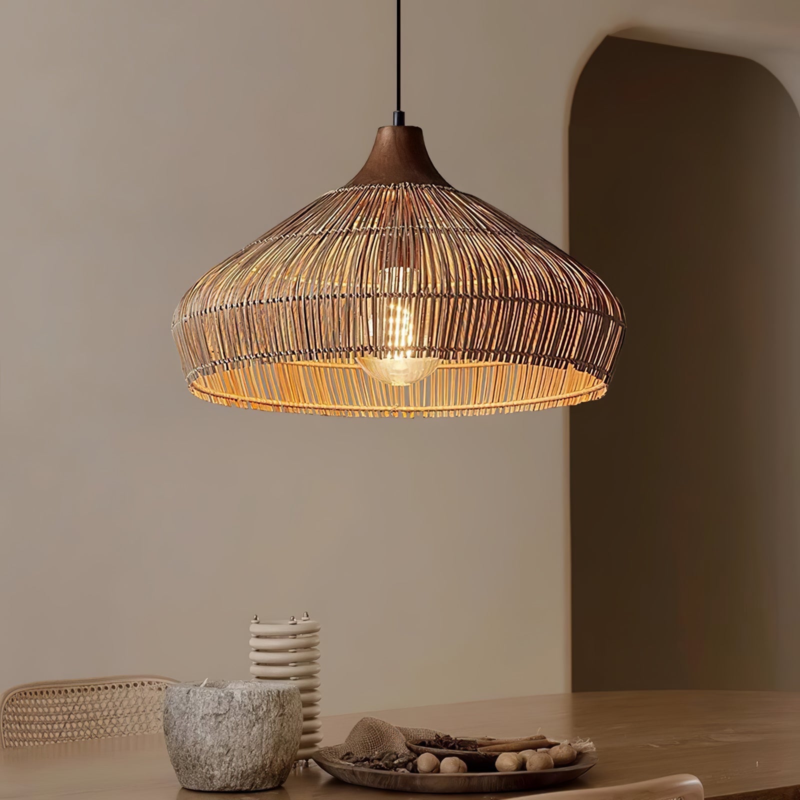 Lythean Elegance Art Rattan Wood Pendant Light - Letslighting