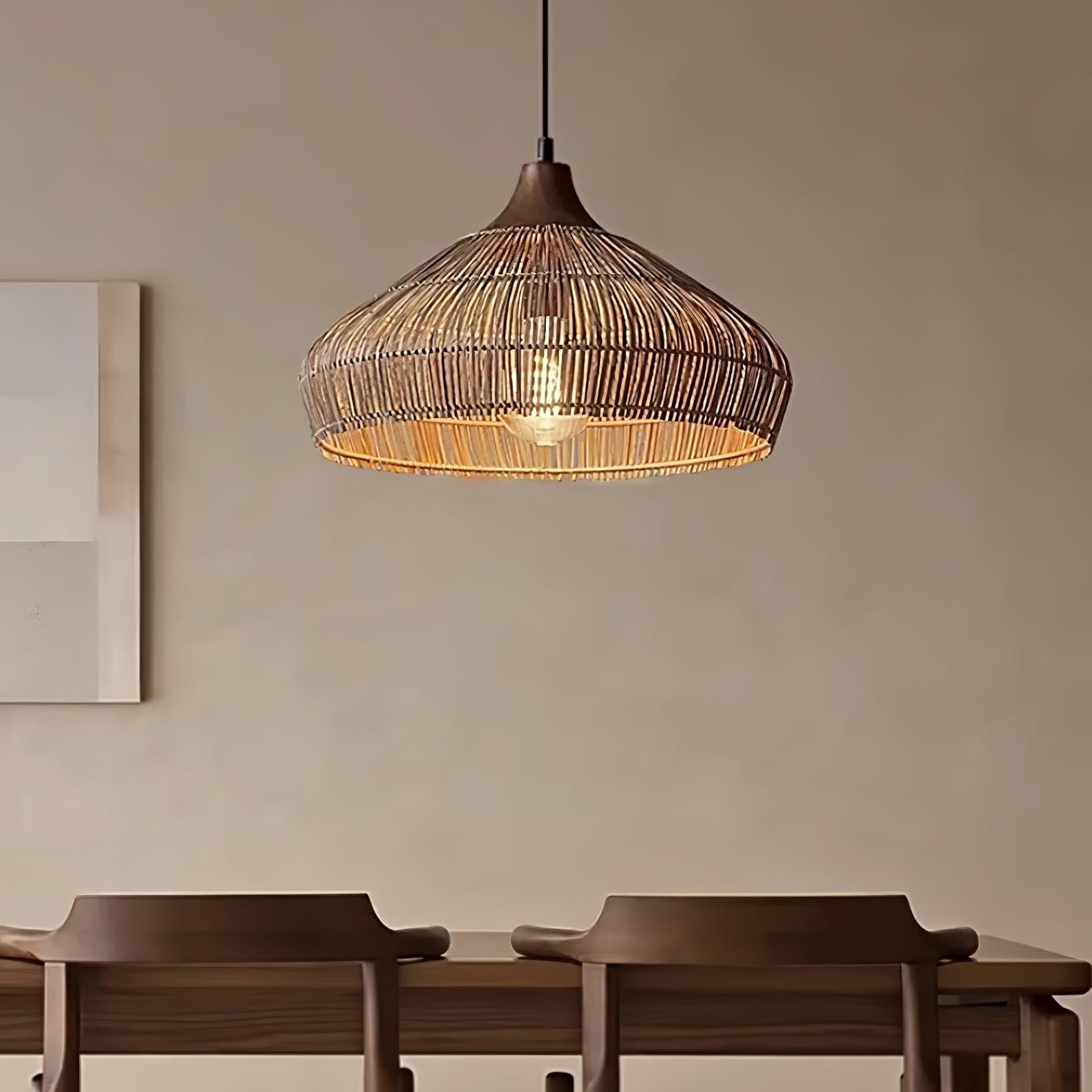 Lythean Elegance Art Rattan Wood Pendant Light - Letslighting