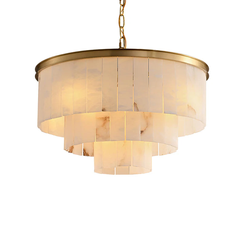 Windham Alabaster Chandelier Layered Halo - Letslighting