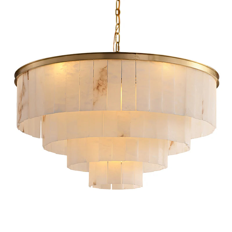 Windham Alabaster Chandelier Layered Halo - Letslighting