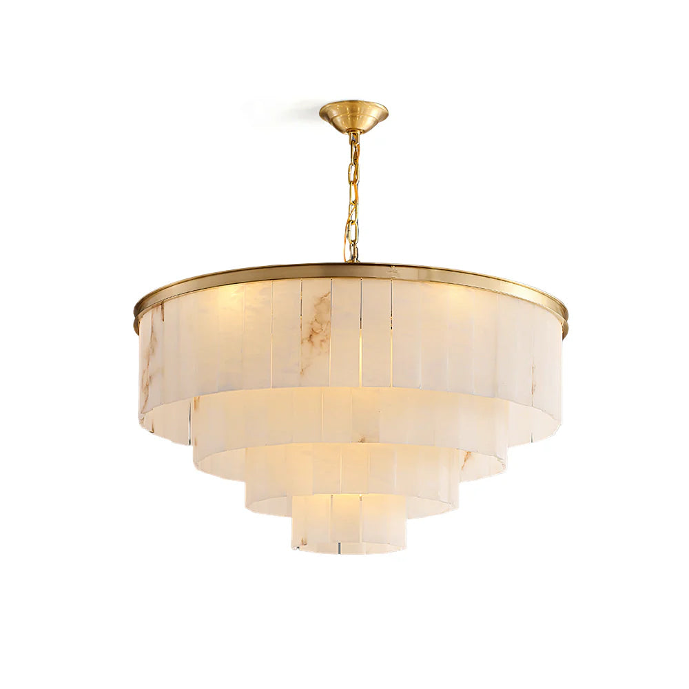 Windham Alabaster Chandelier Layered Halo - Letslighting