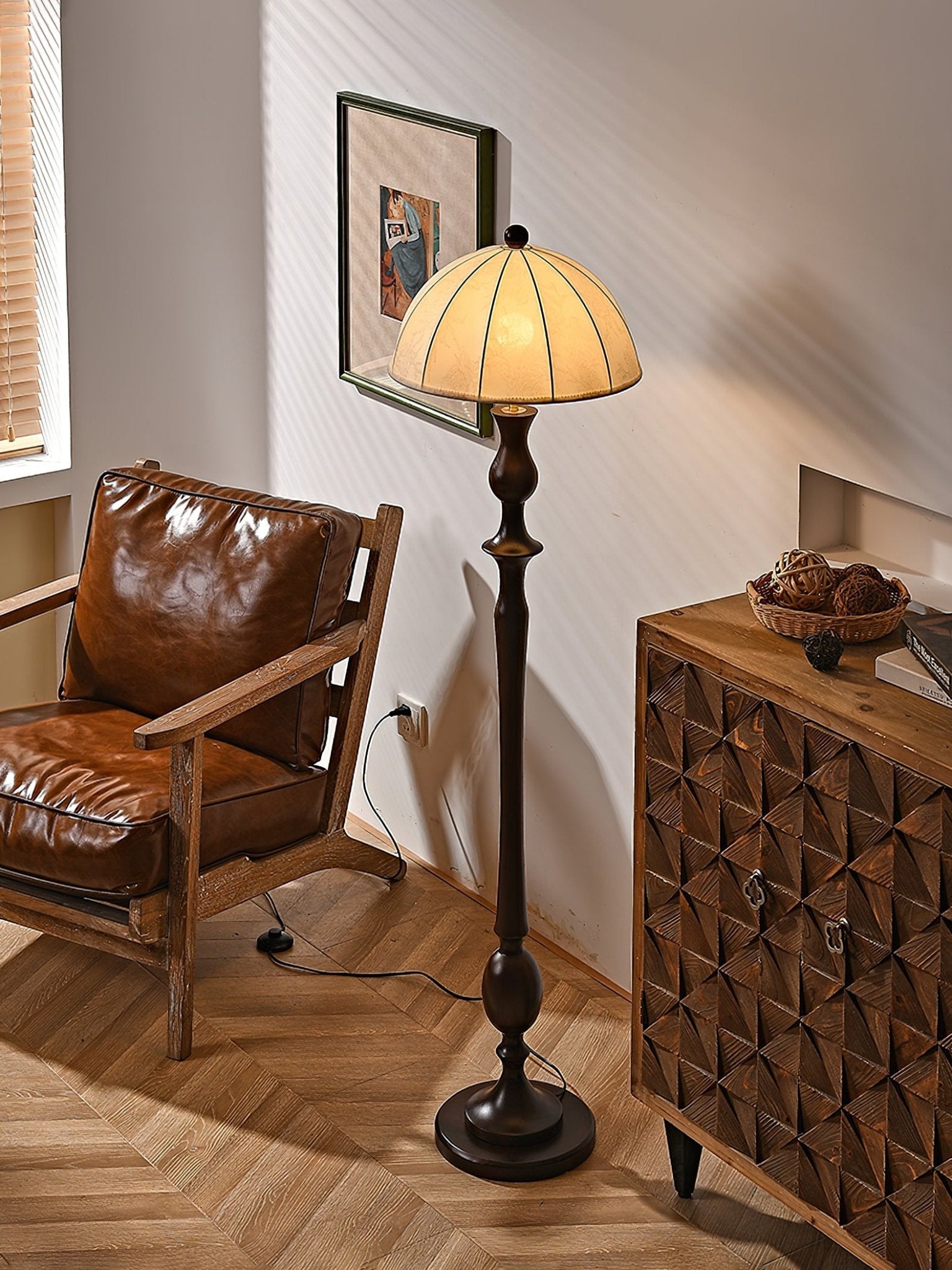 Orla Vintage Wood Floor Lamp - Letslighting
