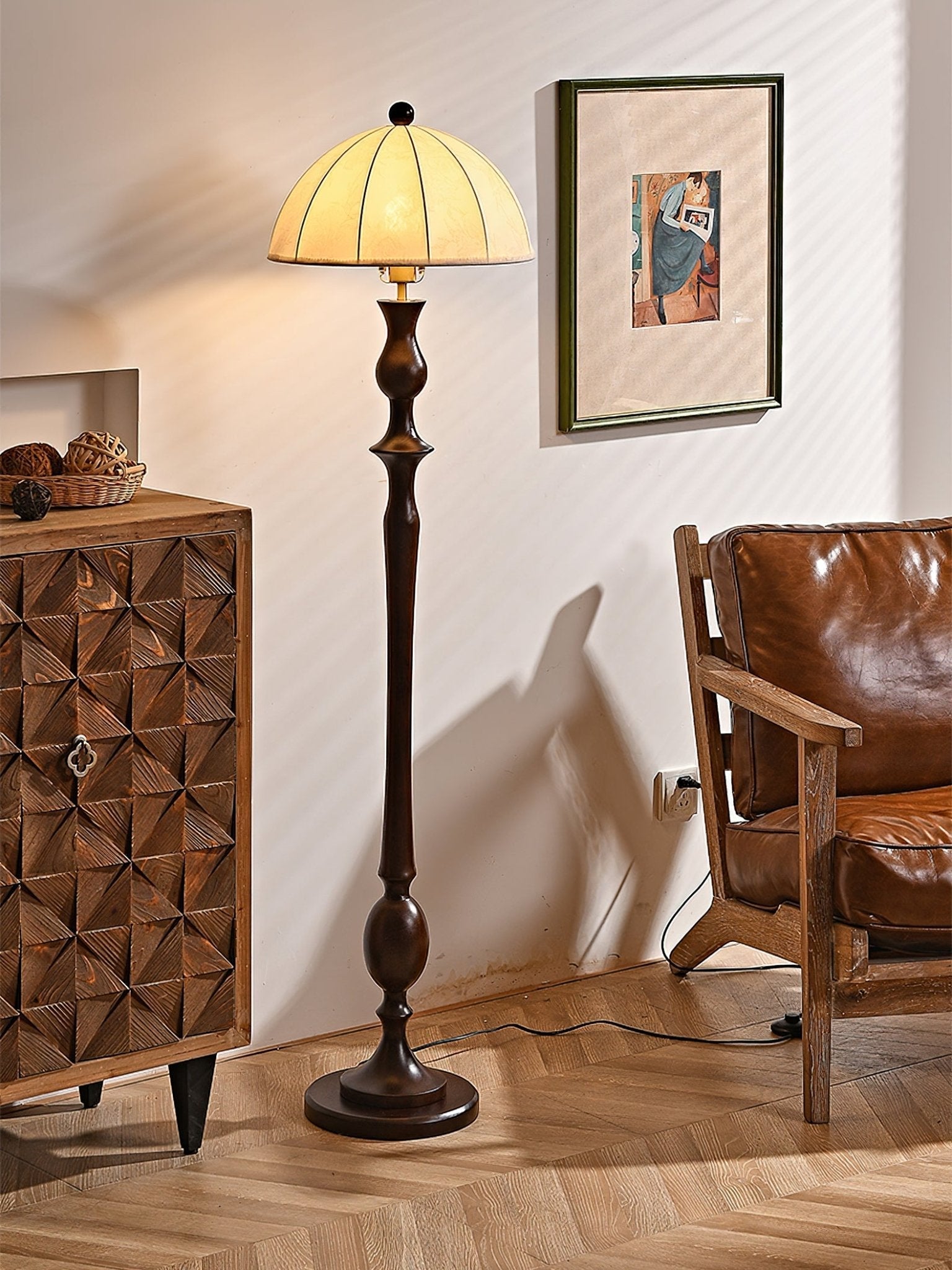 Orla Vintage Wood Floor Lamp - Letslighting