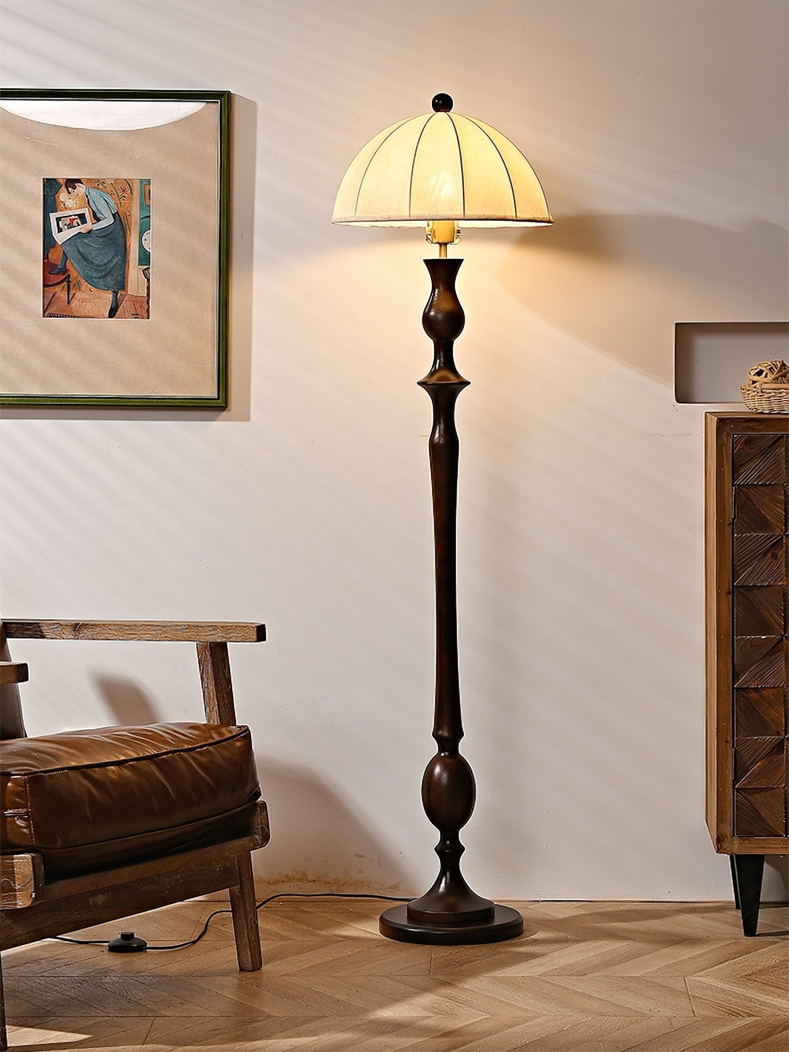 Orla Vintage Wood Floor Lamp - Letslighting