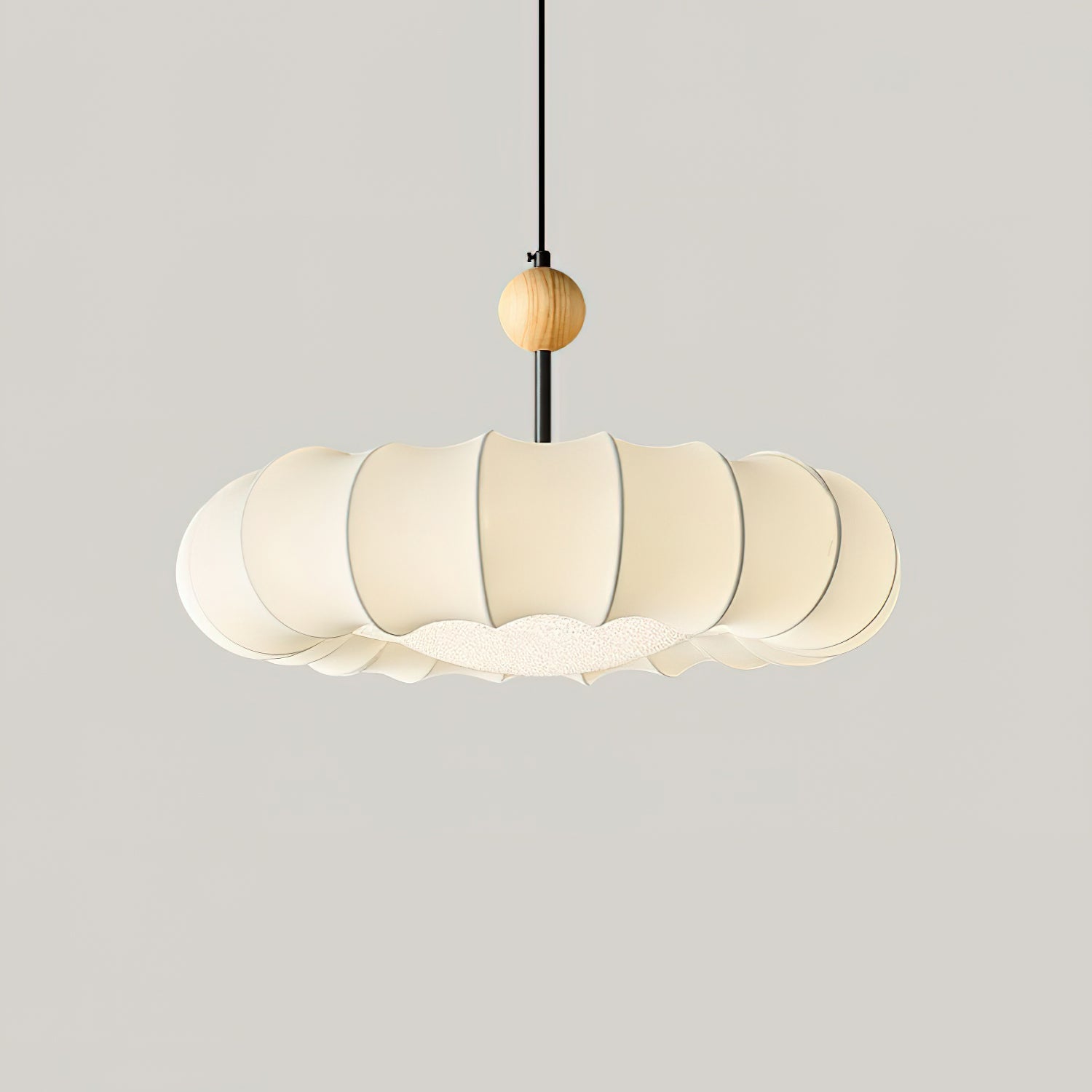 Lyvina Traditional Natural Veil Wood Fabric Pendant Light - Letslighting