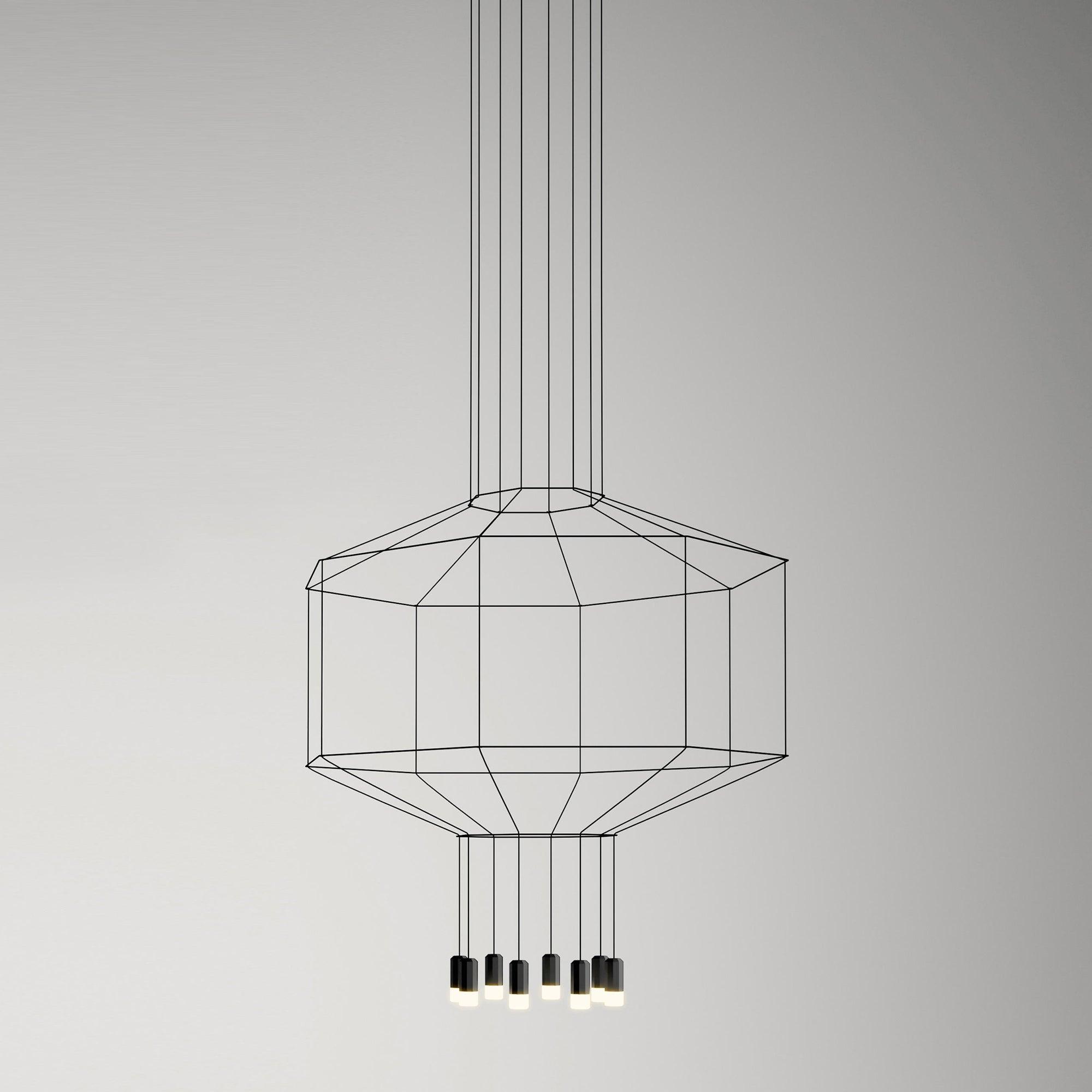Lustra Pendant Lamp Geometric Wire Black LED - Letslighting