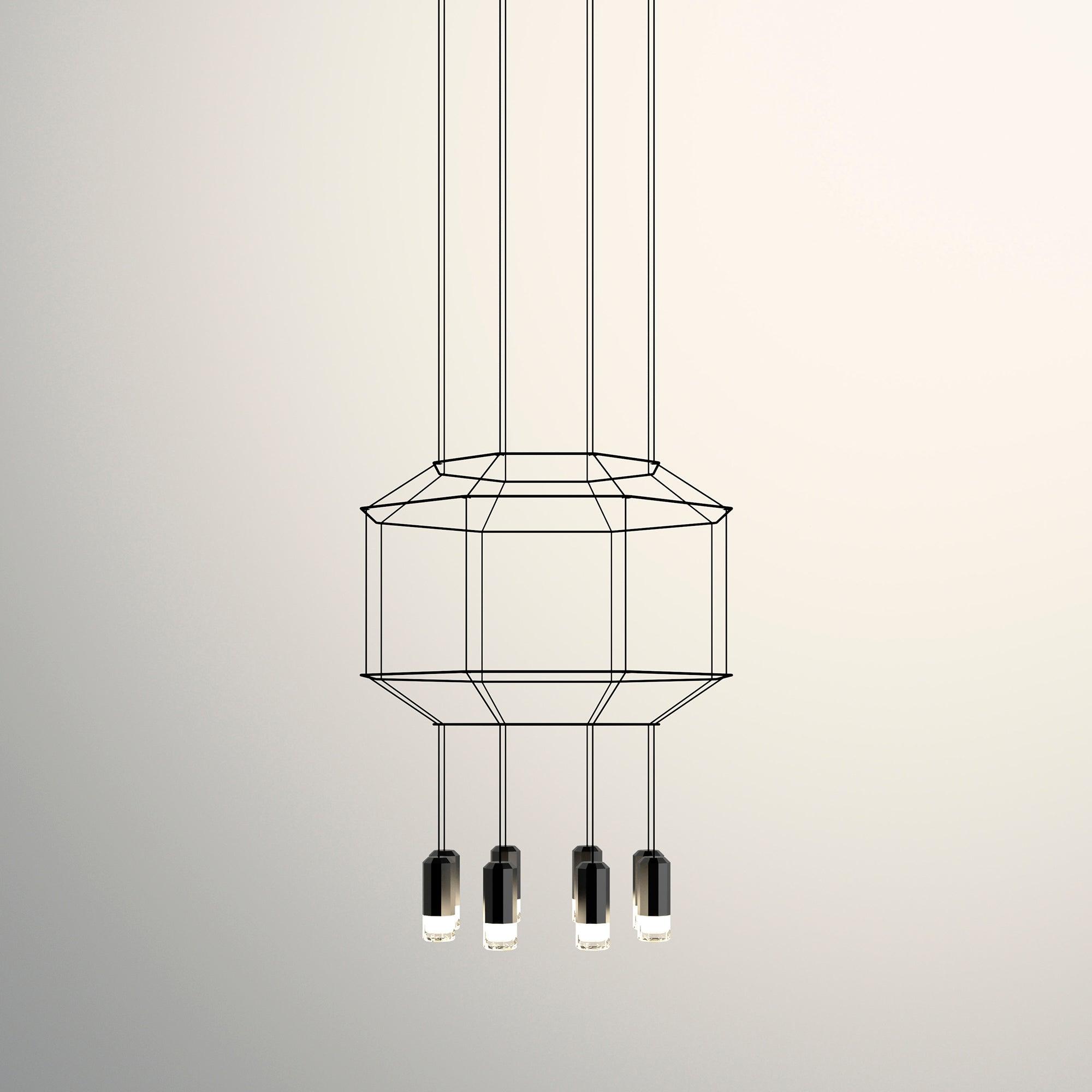Lustra Pendant Lamp Geometric Wire Black LED - Letslighting