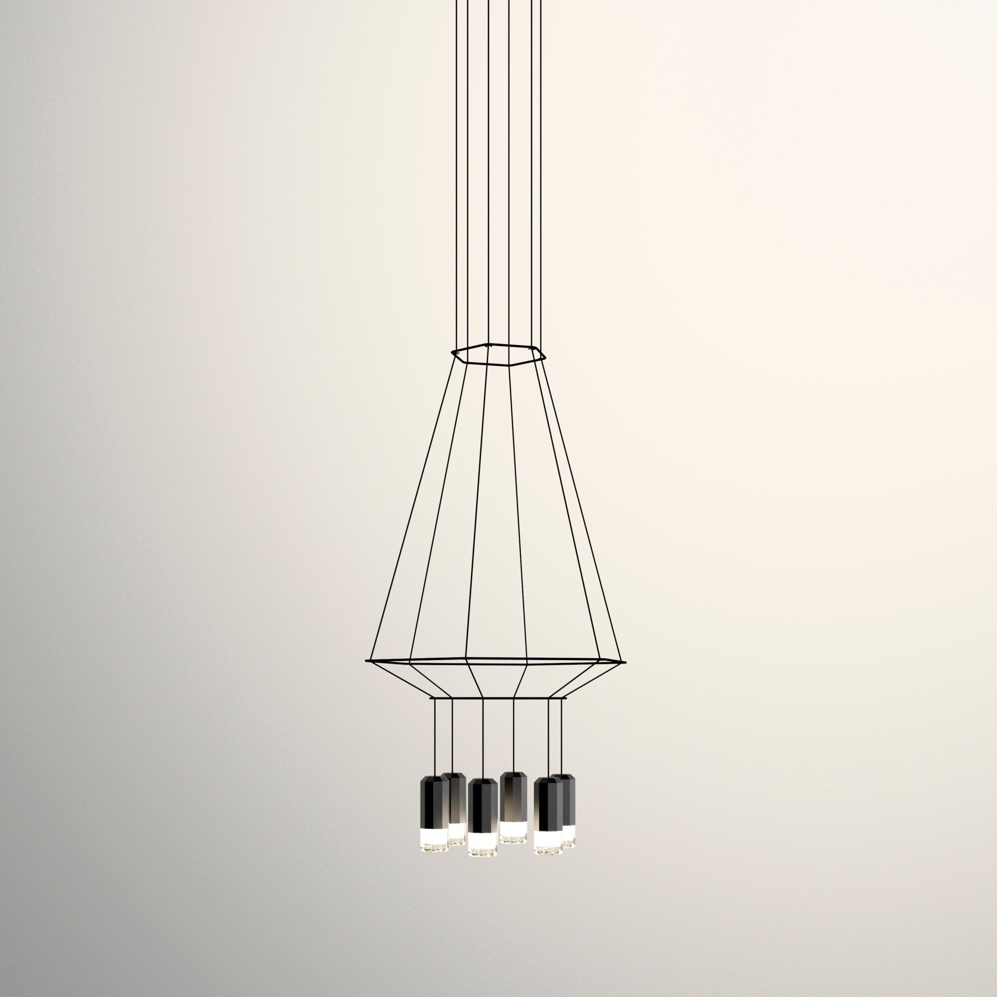Lustra Pendant Lamp Geometric Wire Black LED - Letslighting