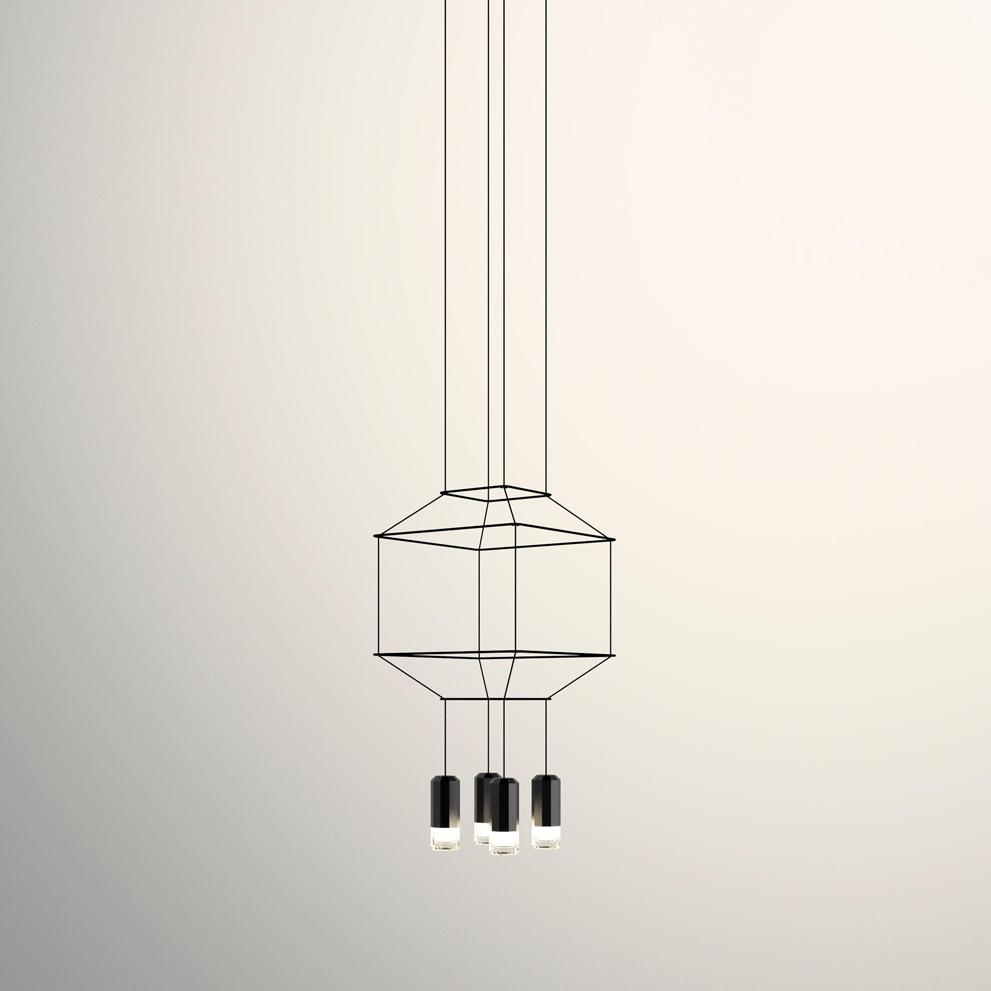 Lustra Pendant Lamp Geometric Wire Black LED - Letslighting