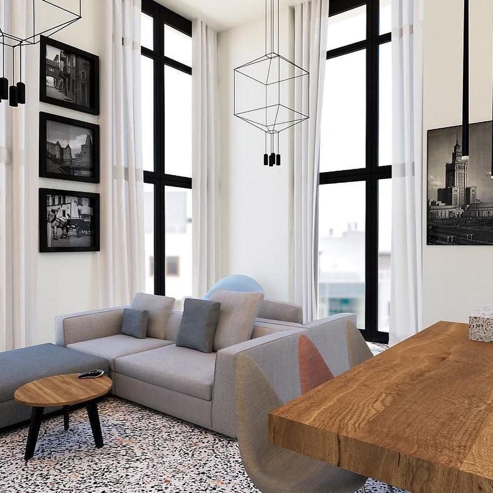Lustra Pendant Lamp Geometric Wire Black LED - Letslighting