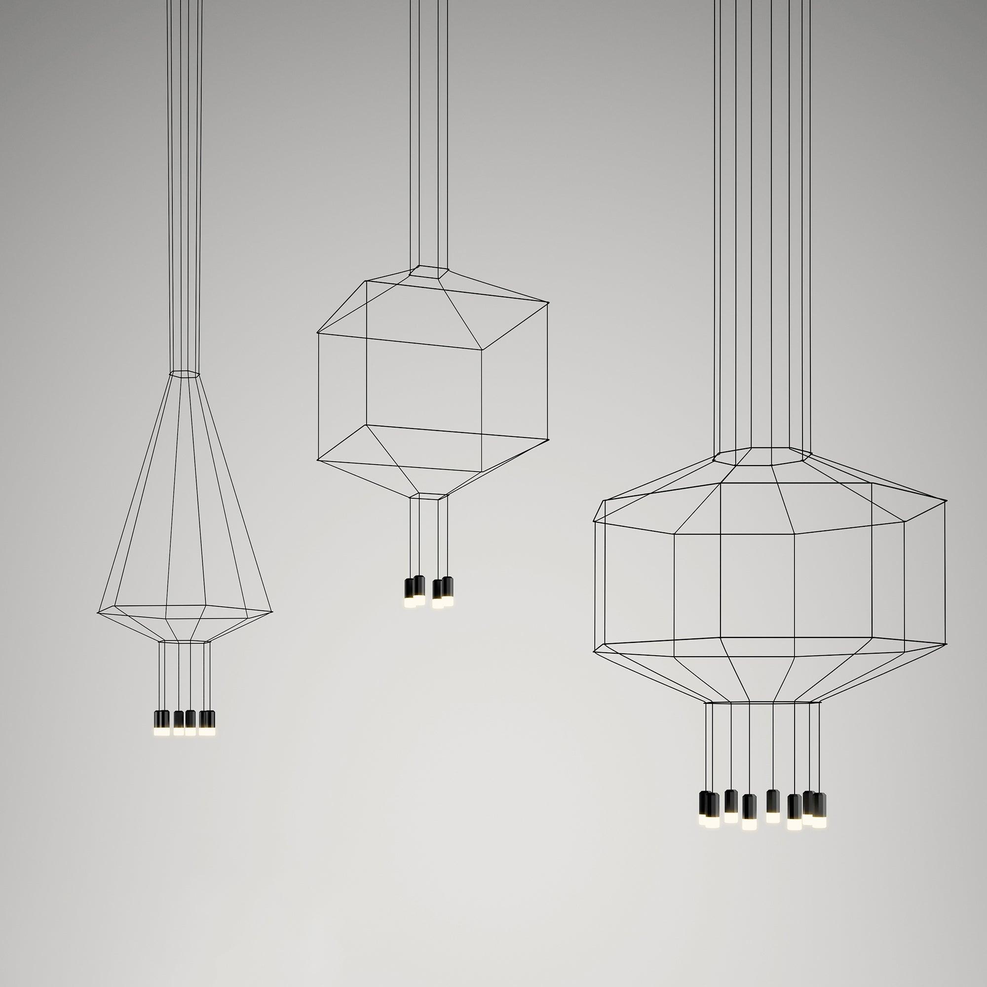 Lustra Pendant Lamp Geometric Wire Black LED - Letslighting
