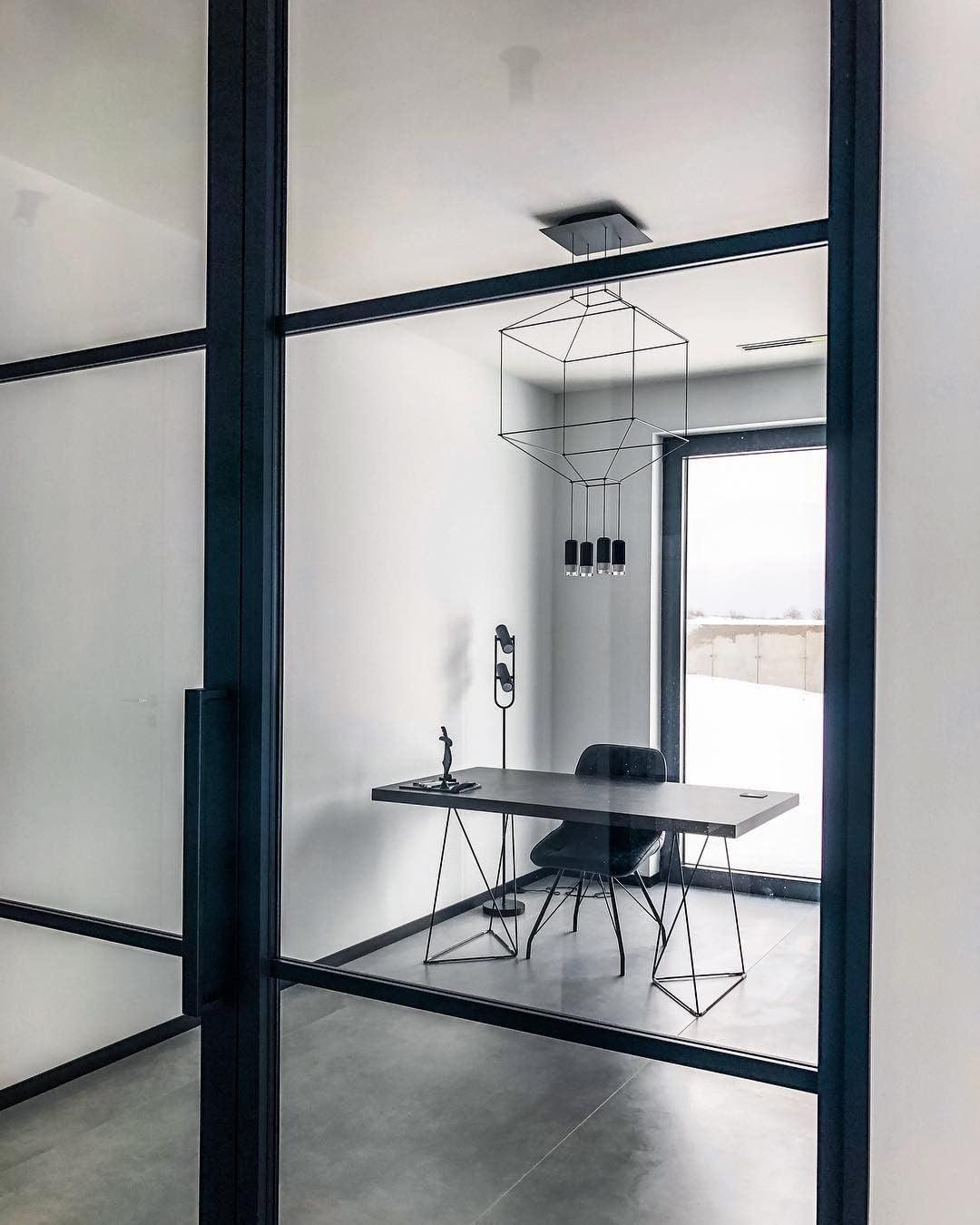 Lustra Pendant Lamp Geometric Wire Black LED - Letslighting