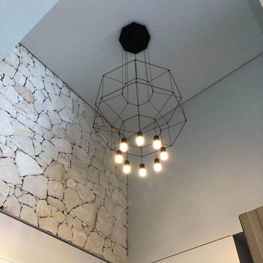 Lustra Pendant Lamp Geometric Wire Black LED - Letslighting