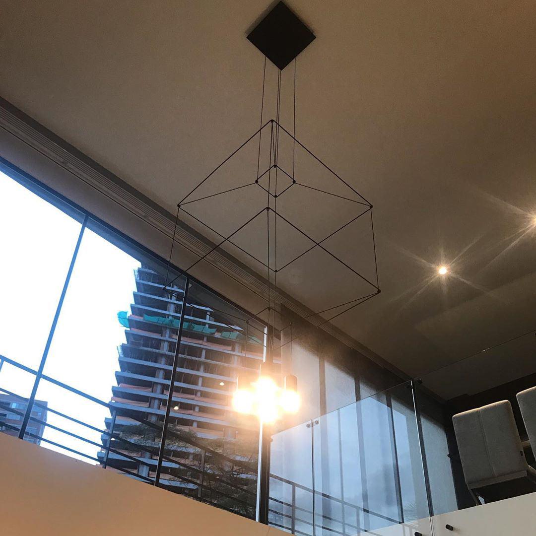 Lustra Pendant Lamp Geometric Wire Black LED - Letslighting