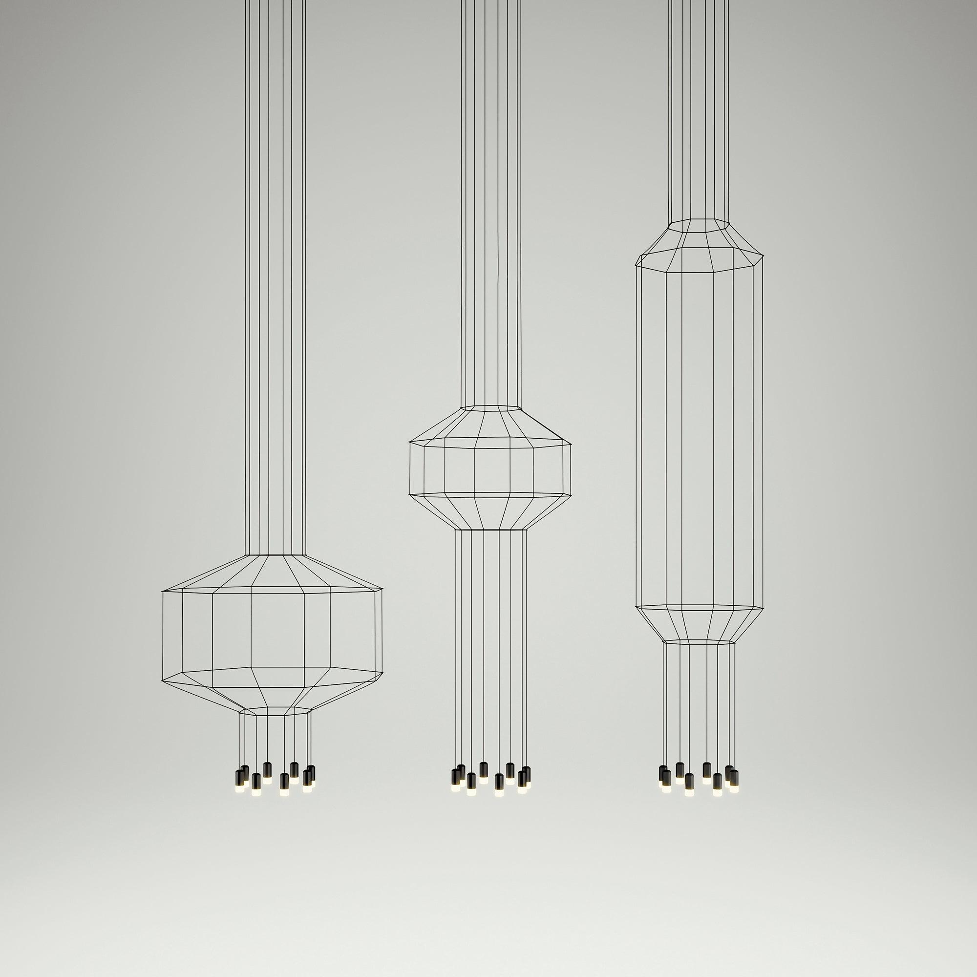 Lustra Pendant Lamp Geometric Wire Black LED - Letslighting