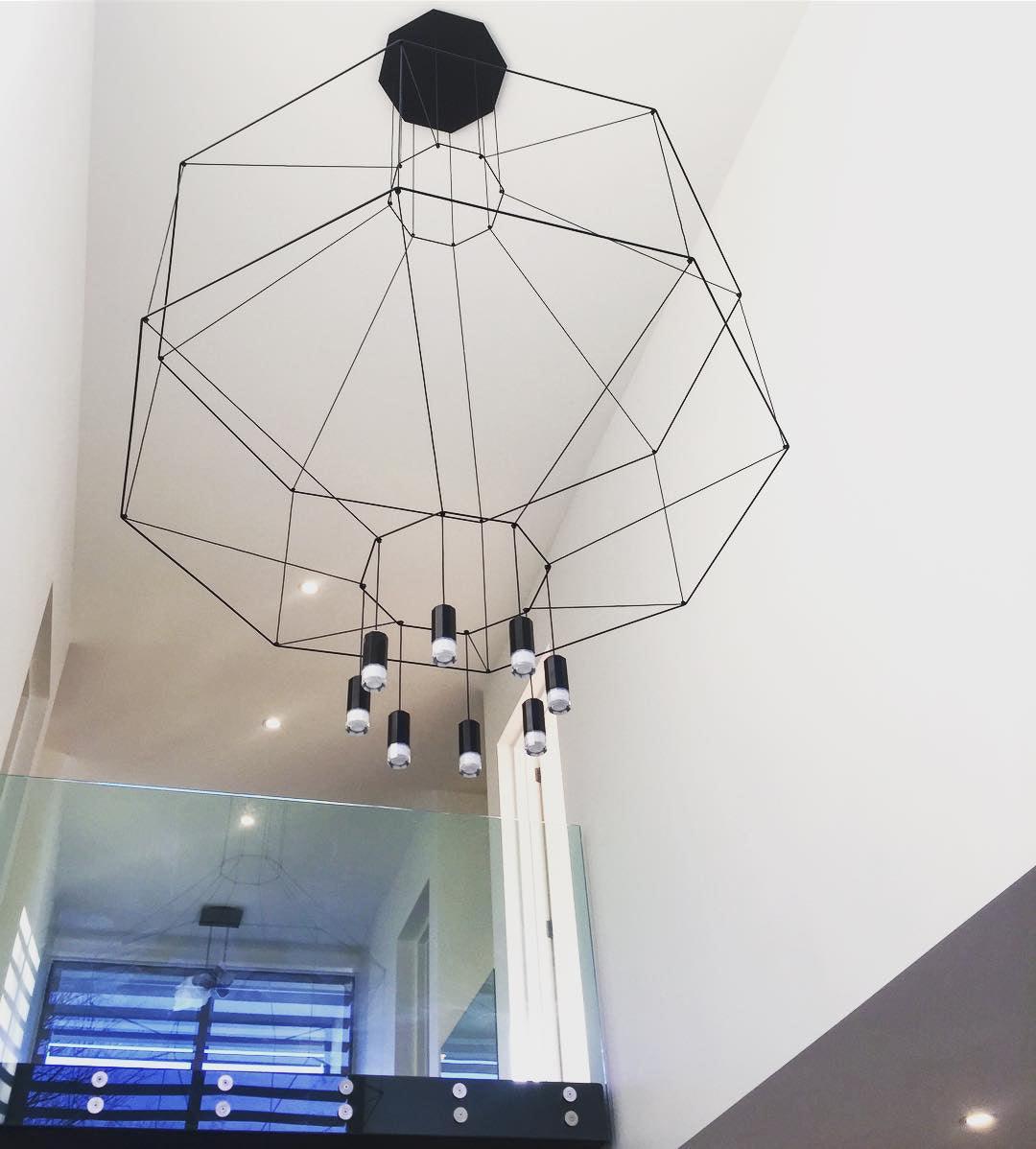 Lustra Pendant Lamp Geometric Wire Black LED - Letslighting
