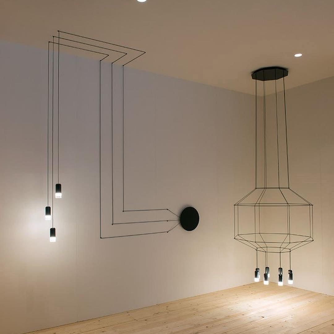 Lustra Pendant Lamp Geometric Wire Black LED - Letslighting