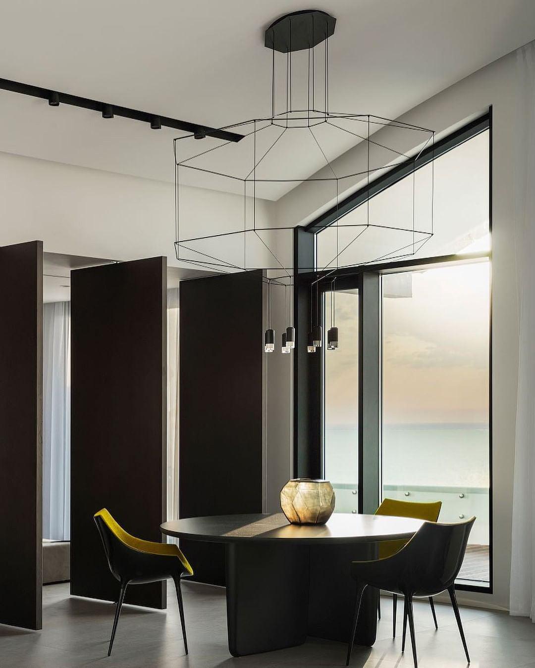 Lustra Pendant Lamp Geometric Wire Black LED - Letslighting