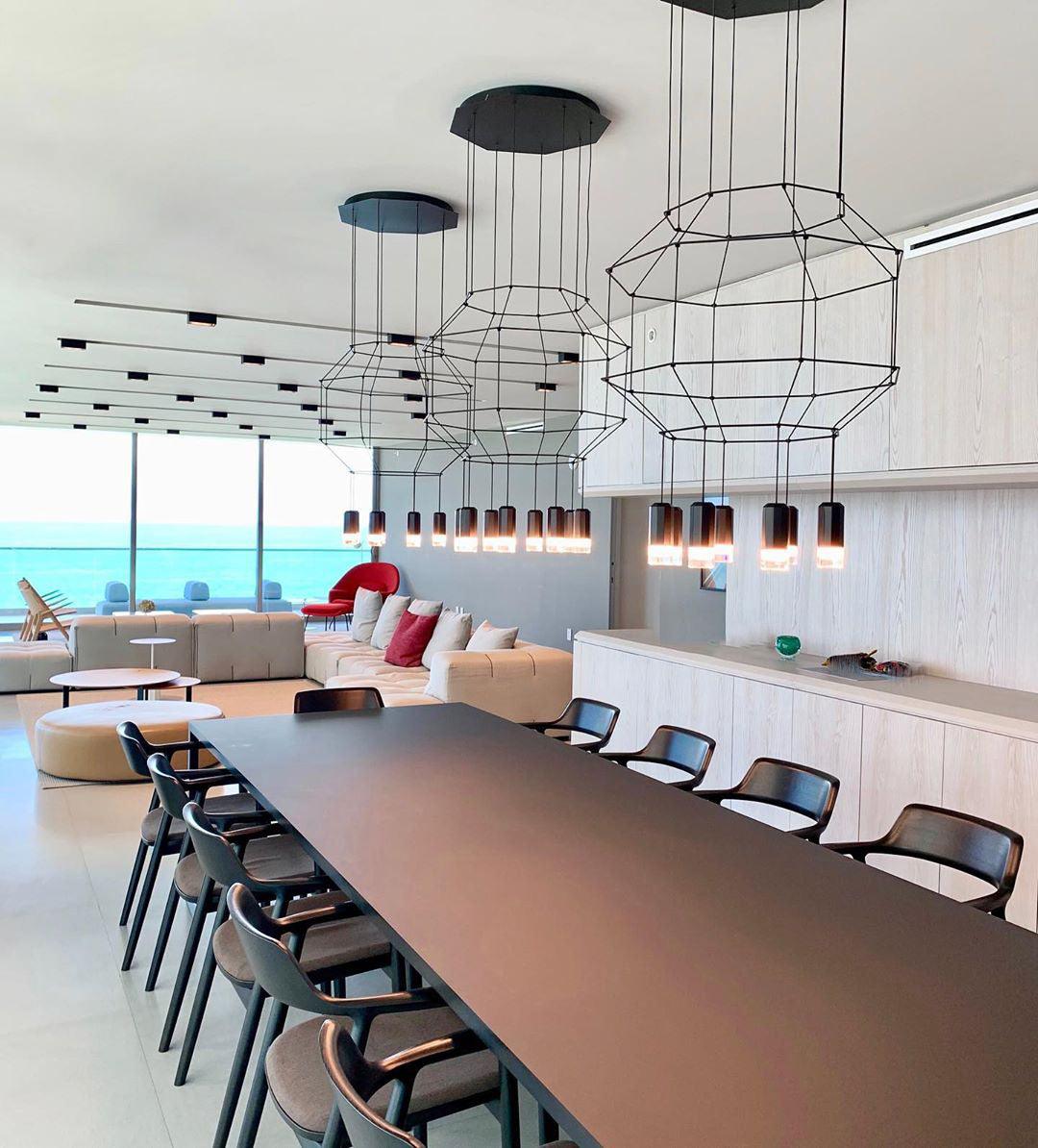 Lustra Pendant Lamp Geometric Wire Black LED - Letslighting
