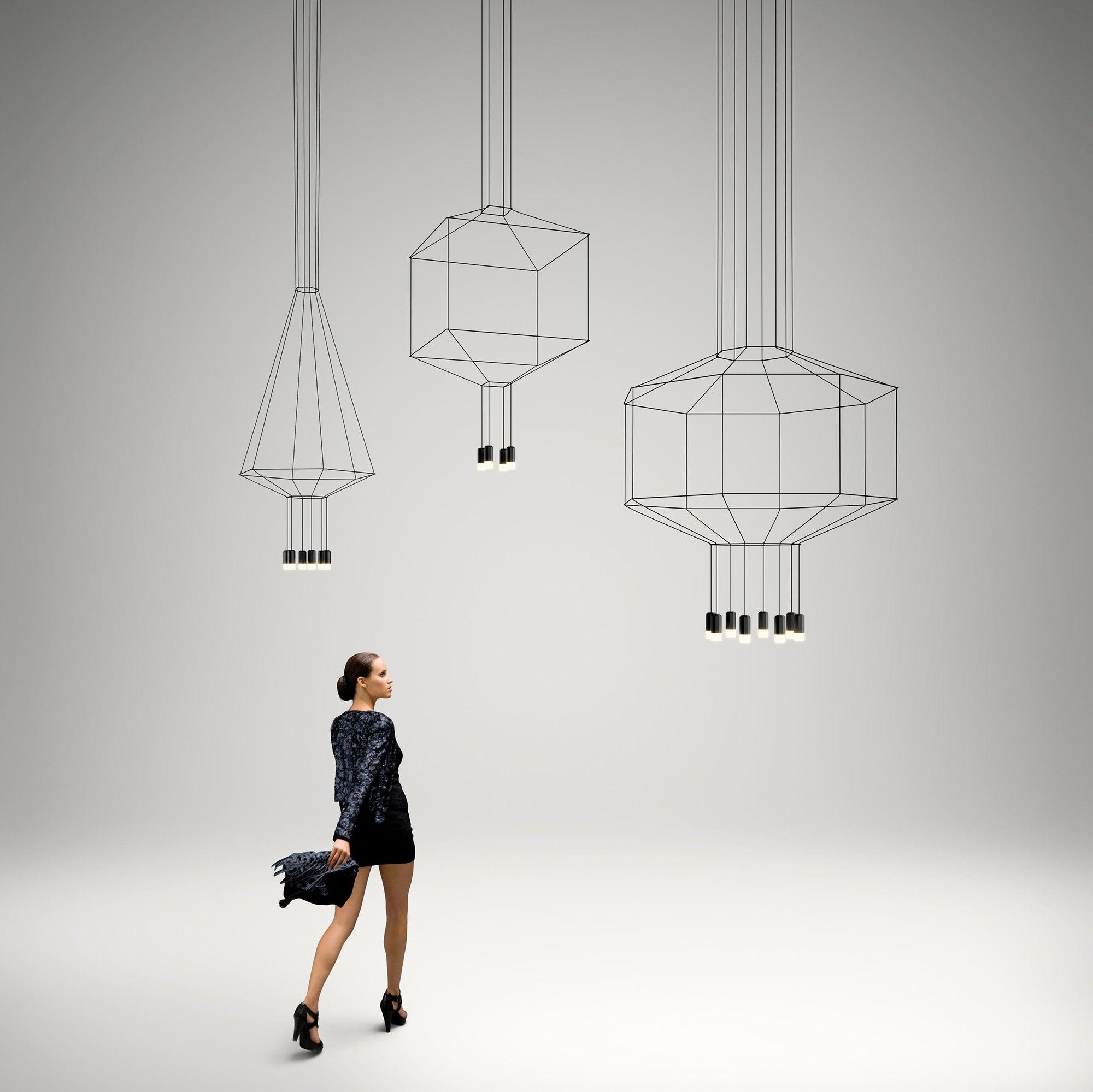 Lustra Pendant Lamp Geometric Wire Black LED - Letslighting