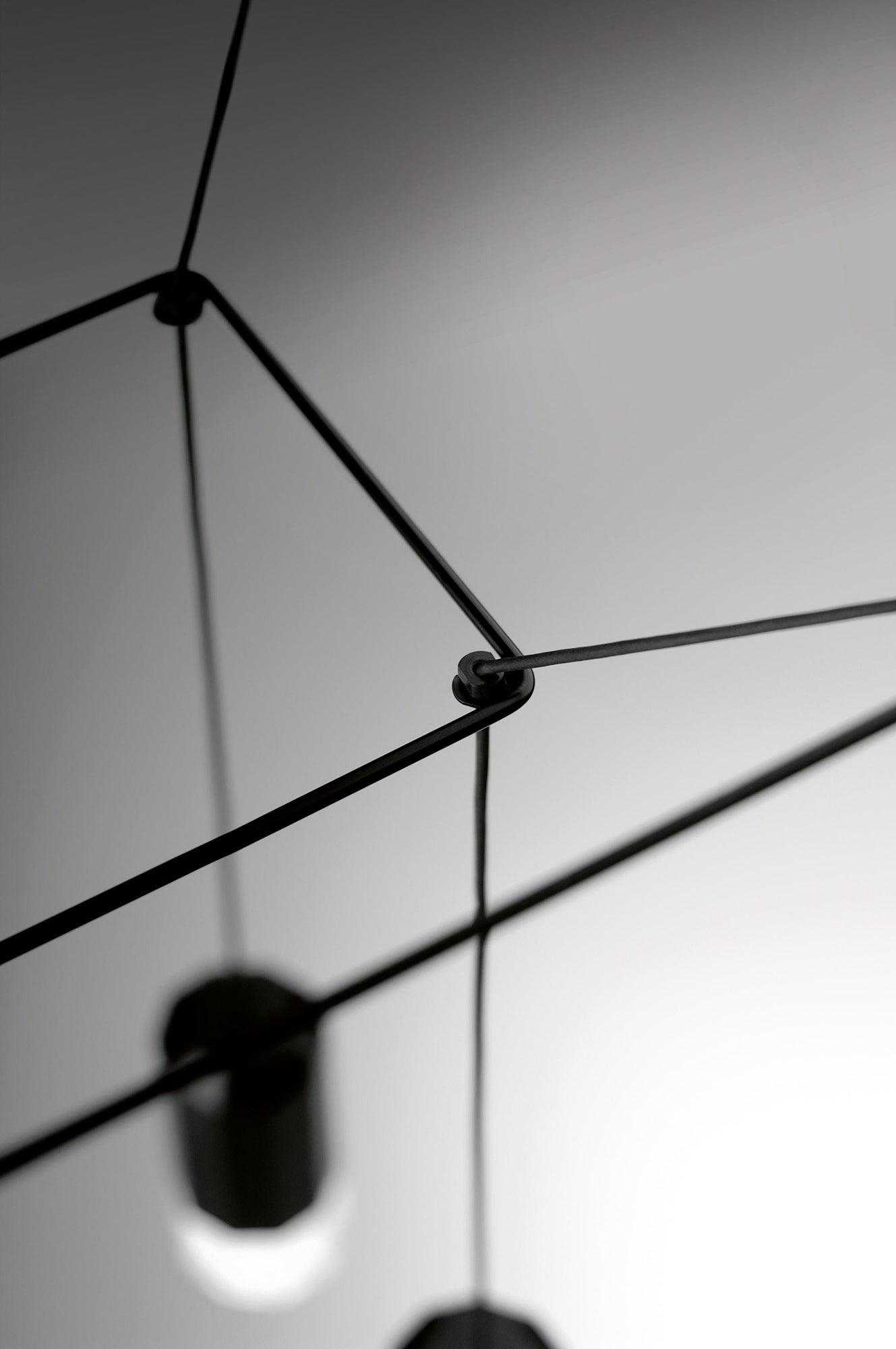 Lustra Pendant Lamp Geometric Wire Black LED - Letslighting
