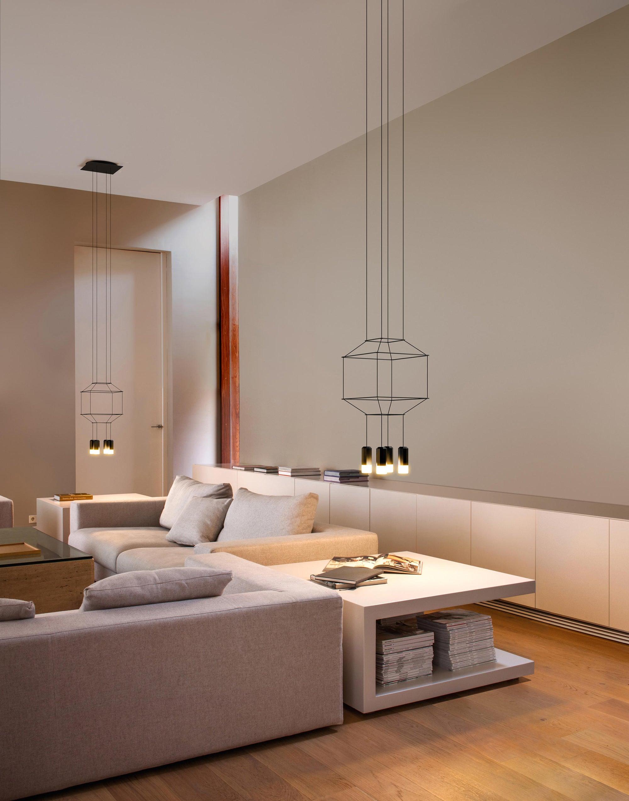 Lustra Pendant Lamp Geometric Wire Black LED - Letslighting