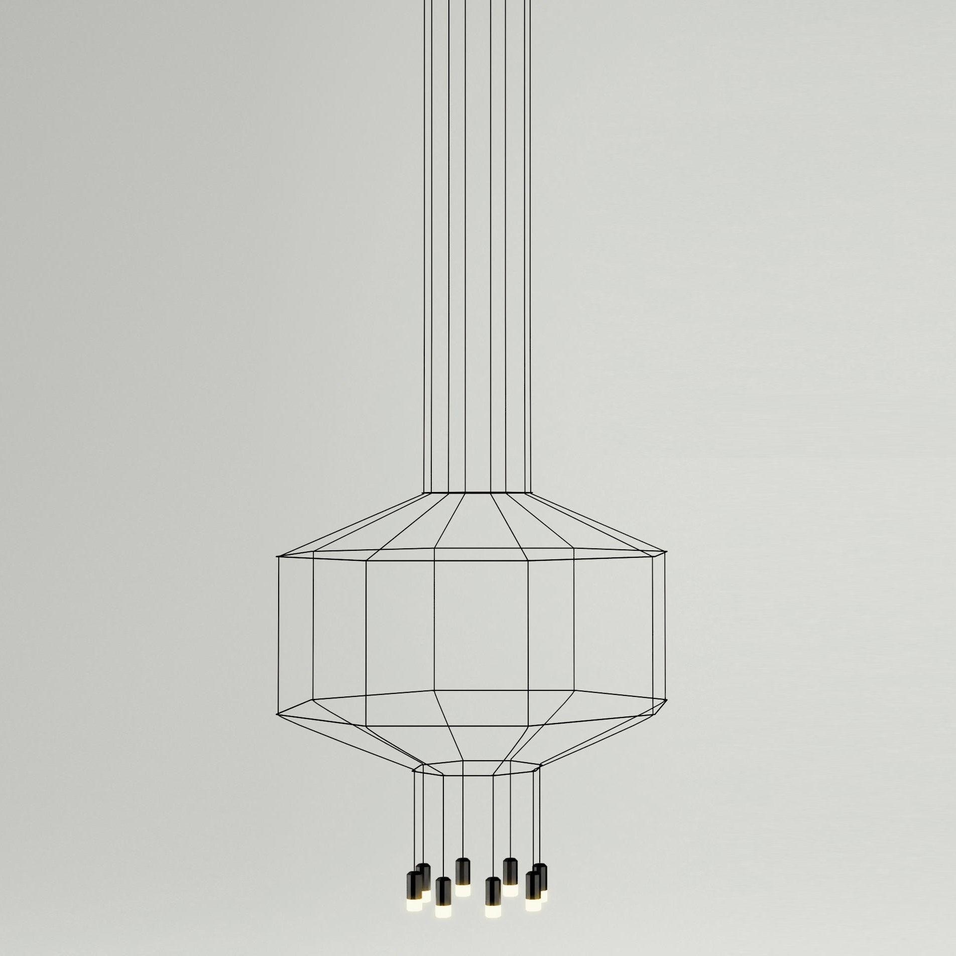 Lustra Pendant Lamp Geometric Wire Black LED - Letslighting