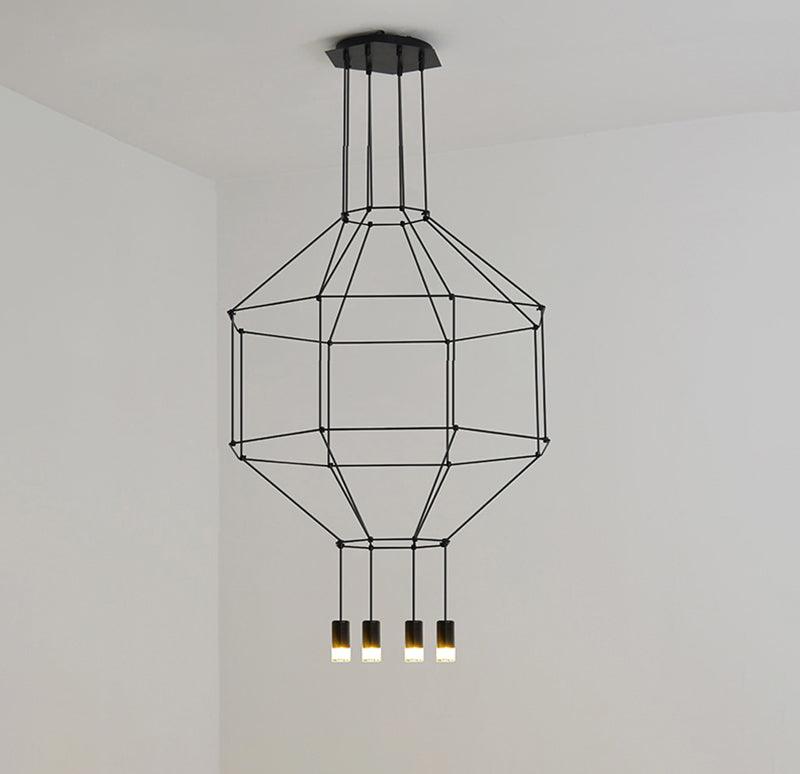 Lustra Pendant Lamp Geometric Wire Black LED - Letslighting