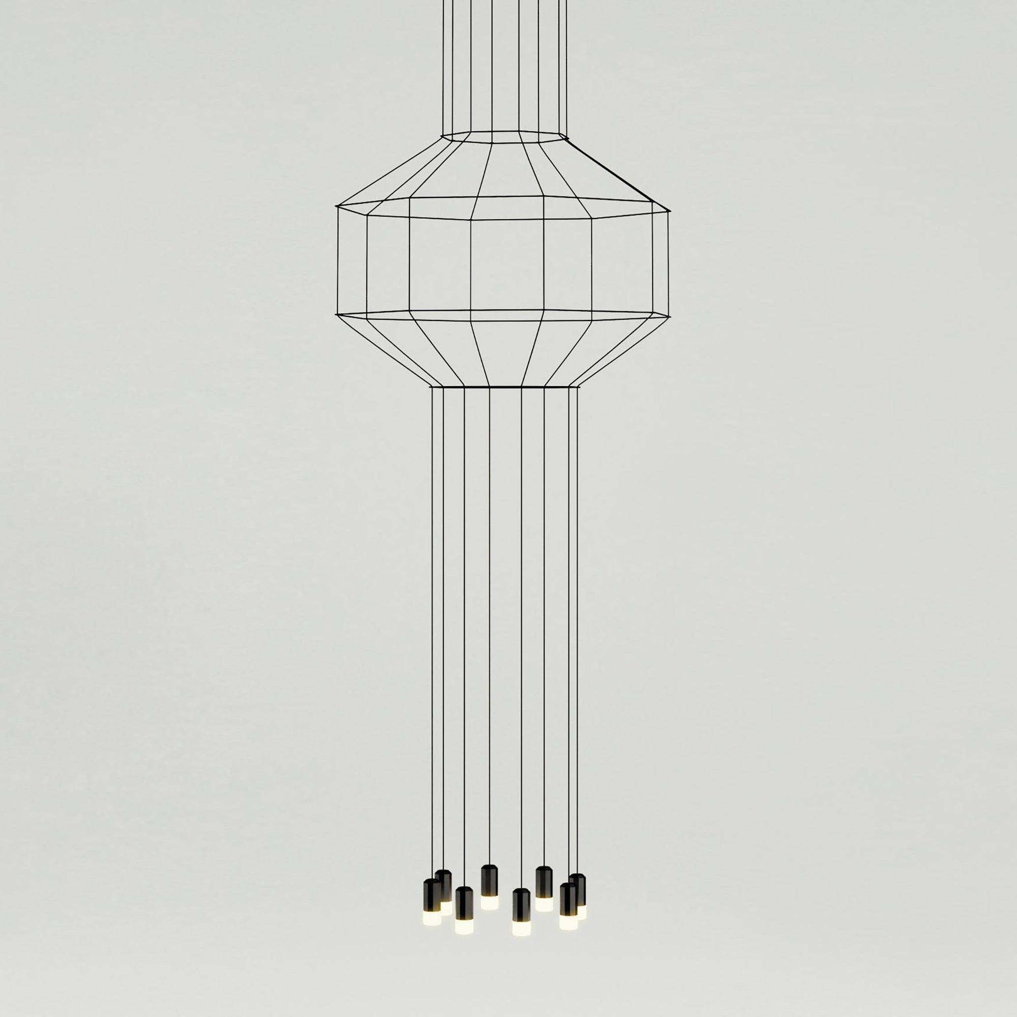 Lustra Pendant Lamp Geometric Wire Black LED - Letslighting