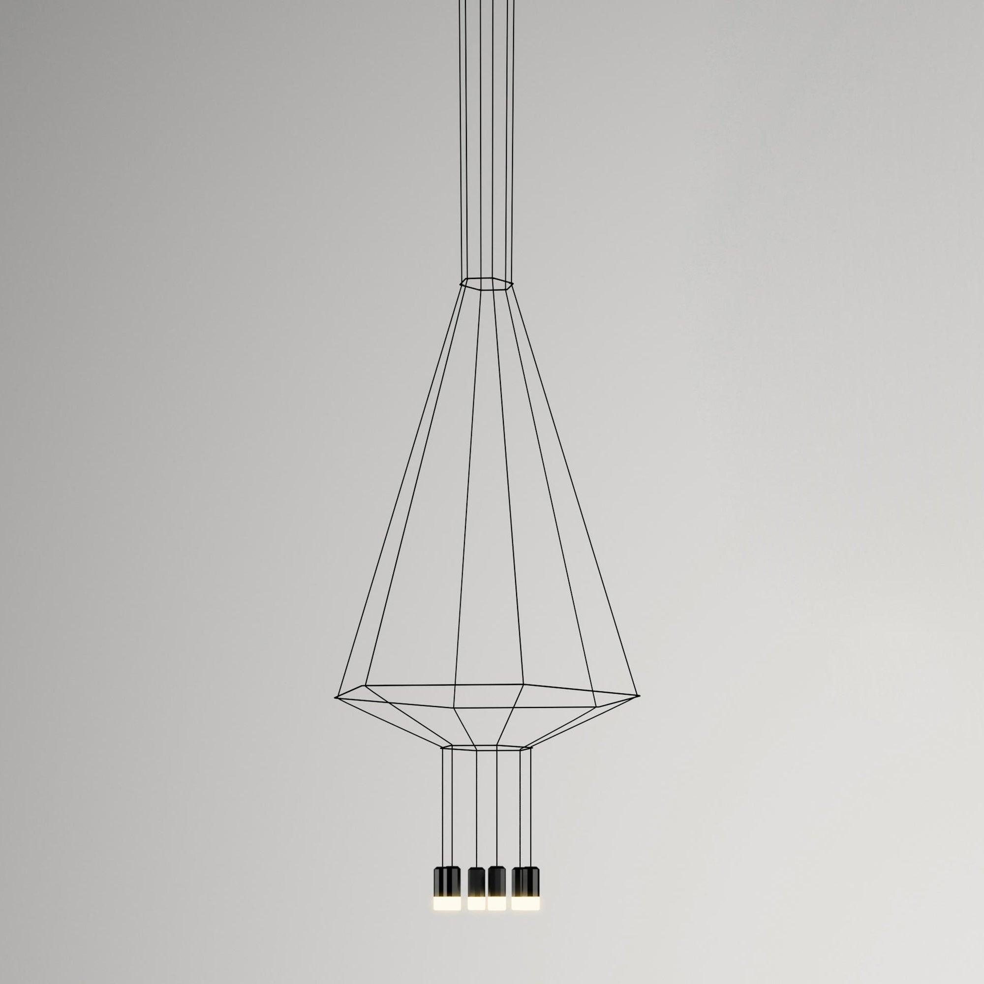 Lustra Pendant Lamp Geometric Wire Black LED - Letslighting
