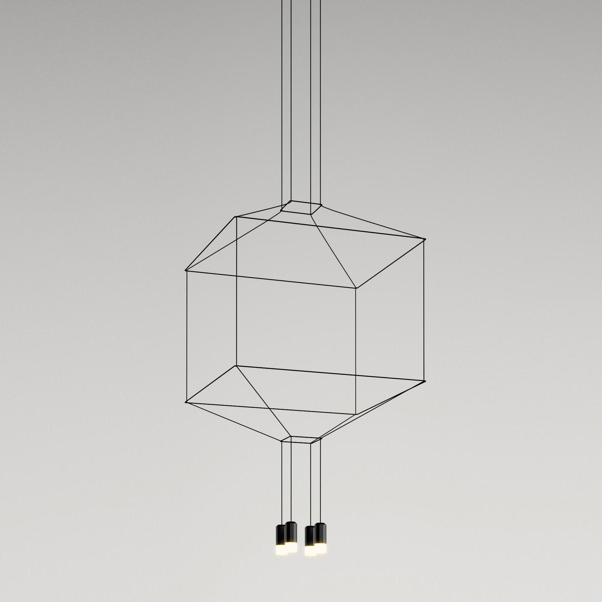 Lustra Pendant Lamp Geometric Wire Black LED - Letslighting