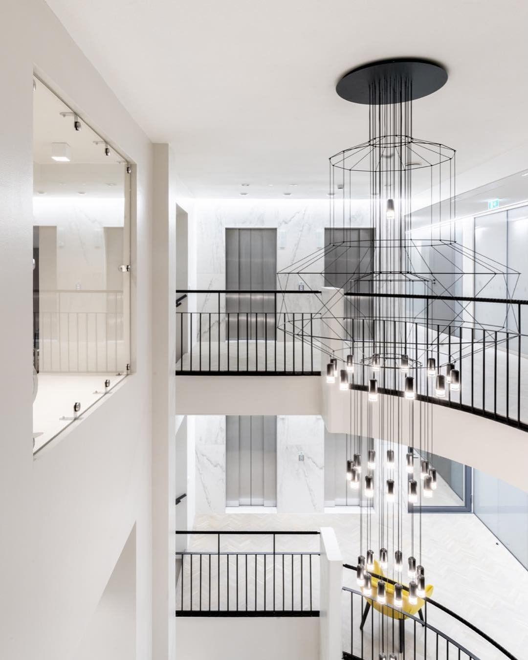 Lustra Chandelier Lines Black Wireframe LED - Letslighting