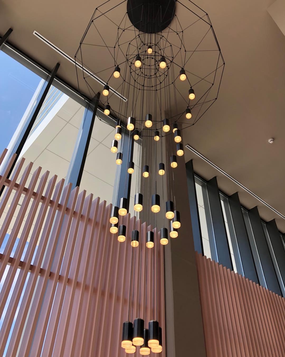 Lustra Chandelier Lines Black Wireframe LED - Letslighting