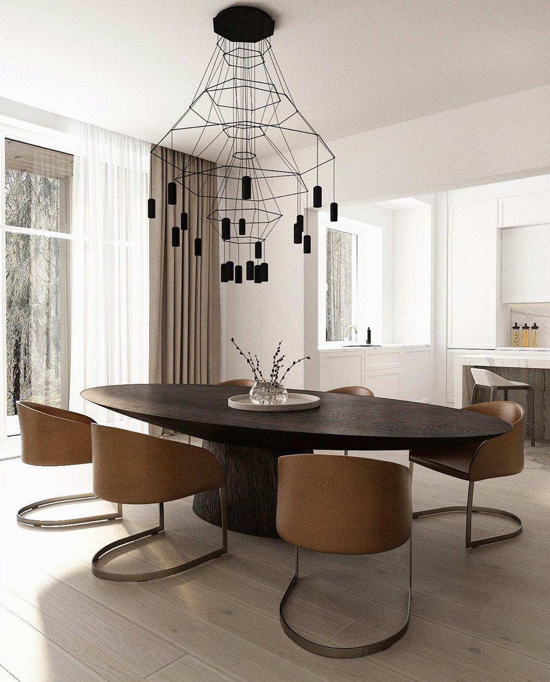 Lustra Chandelier Lines Black Wireframe LED - Letslighting