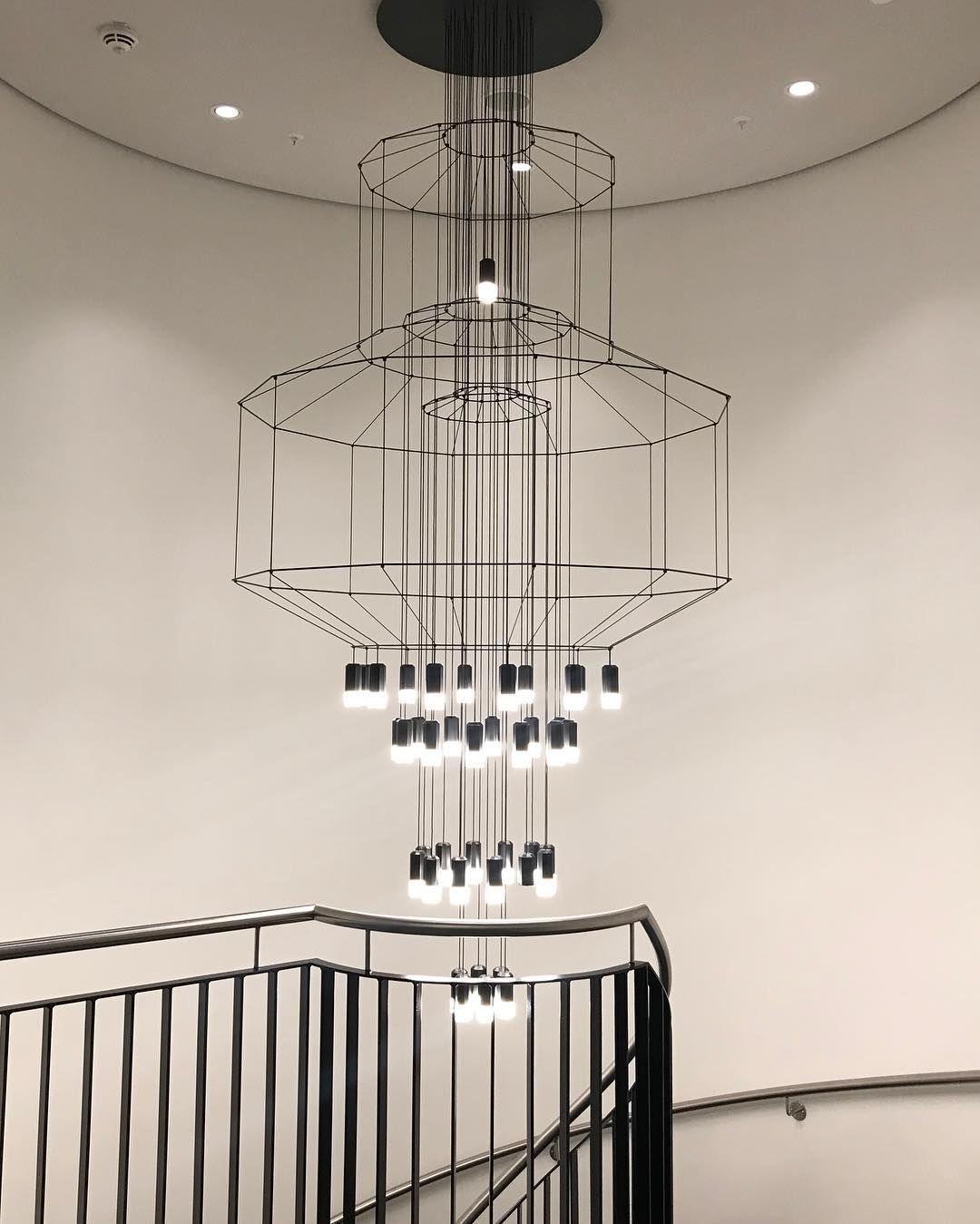 Lustra Chandelier Lines Black Wireframe LED - Letslighting
