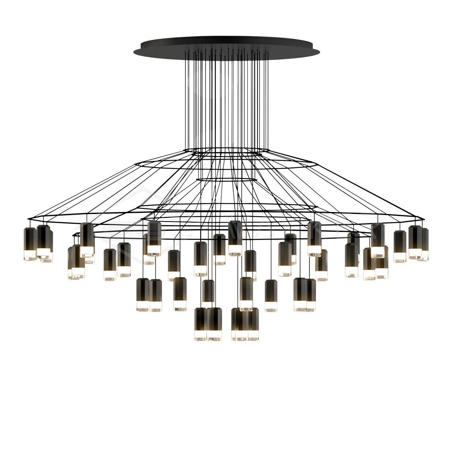 Lustra Chandelier Lines Black Wireframe LED - Letslighting