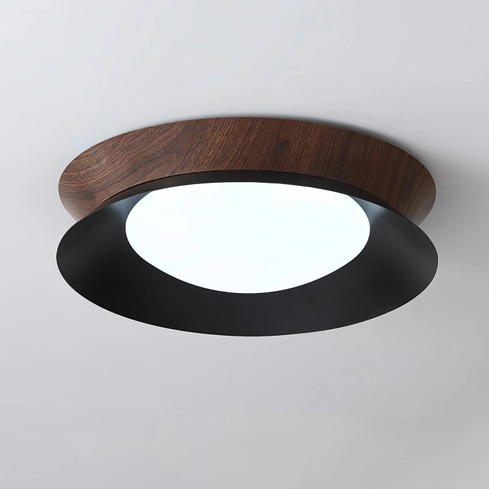 Themis Double Half Round Ceiling Light Wood - Letslighting
