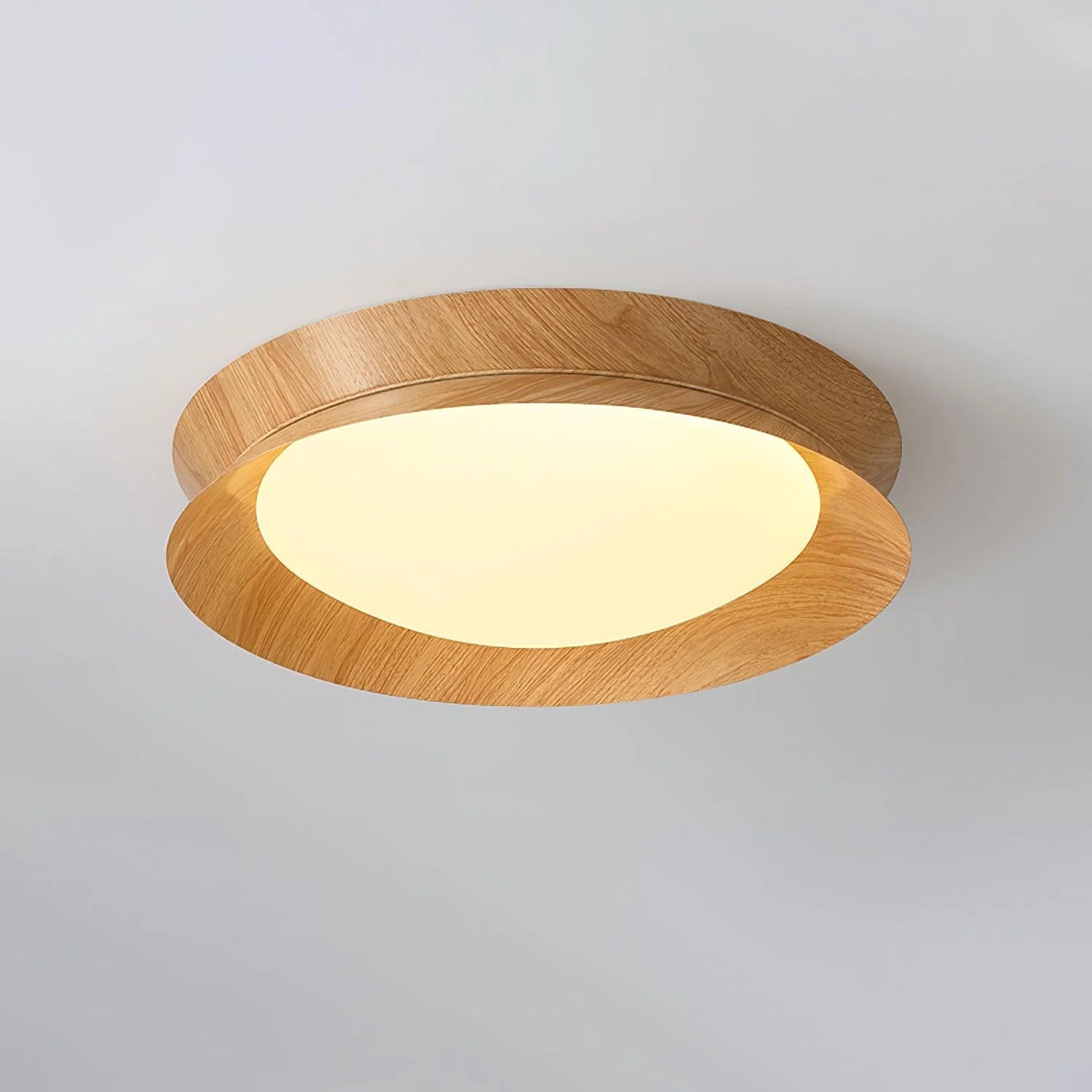 Themis Double Half Round Ceiling Light Wood - Letslighting