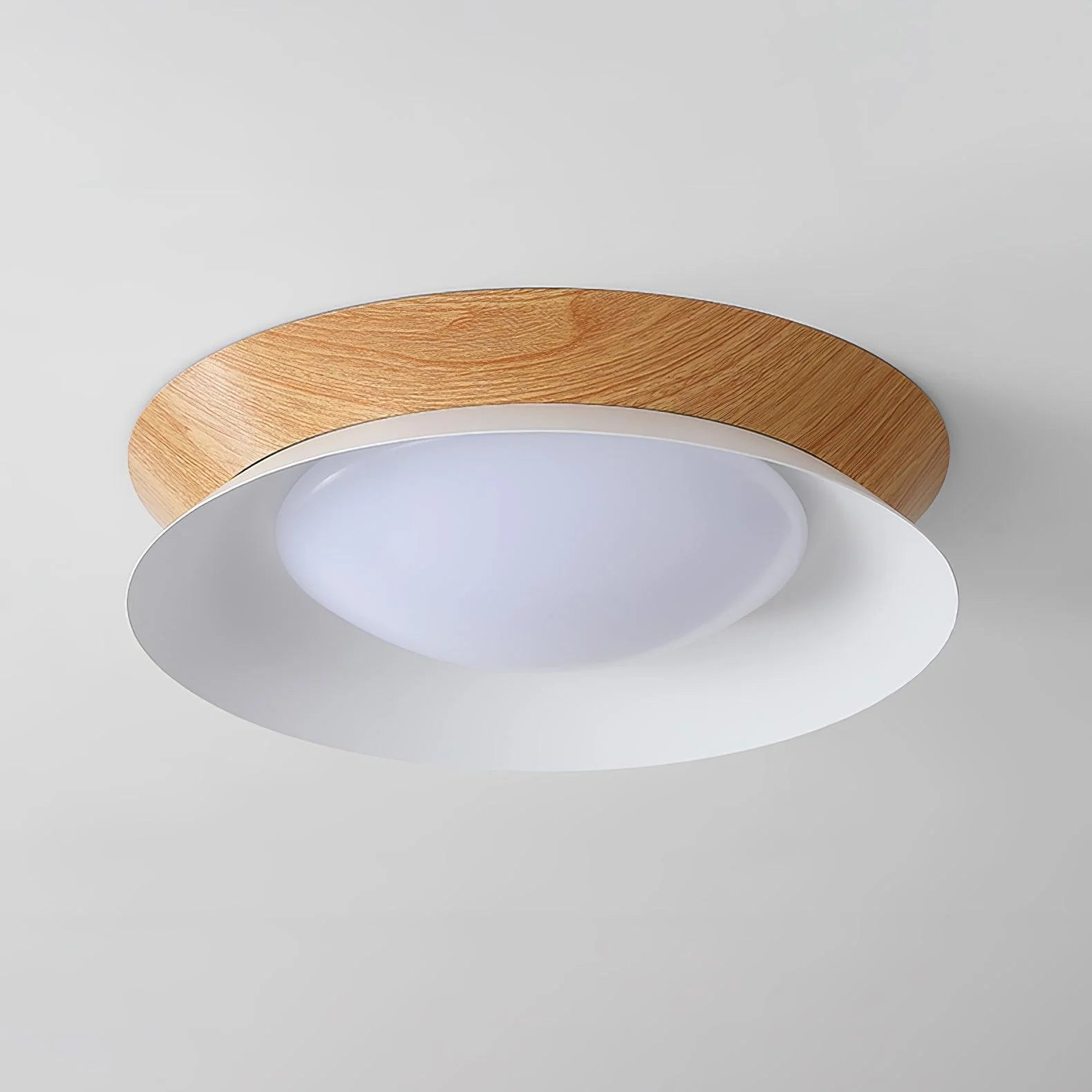 Themis Double Half Round Ceiling Light Wood - Letslighting