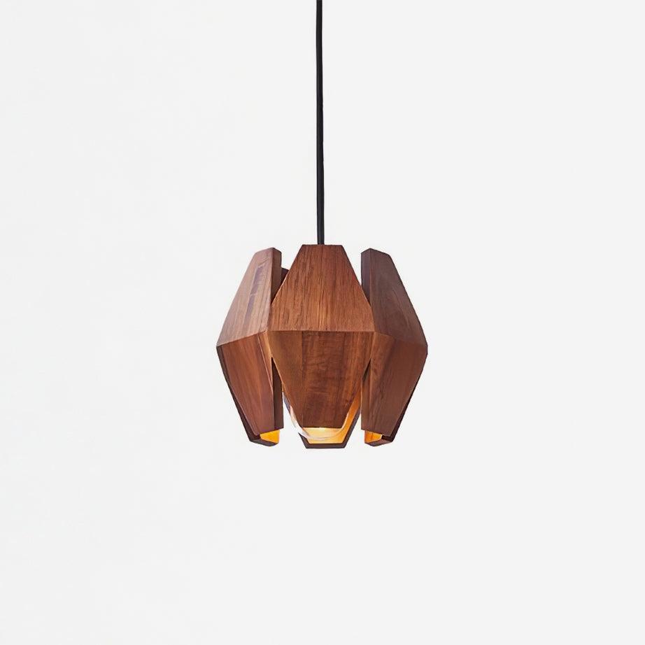 Pendant Lamp Geometric Wood Shade Warm Glow Nordic Minimalist Accent - Letslighting