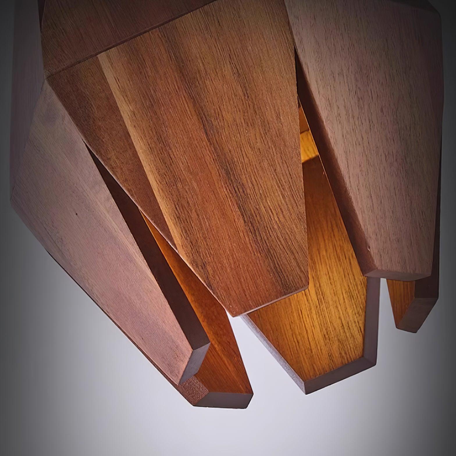 Pendant Lamp Geometric Wood Shade Warm Glow Nordic Minimalist Accent - Letslighting