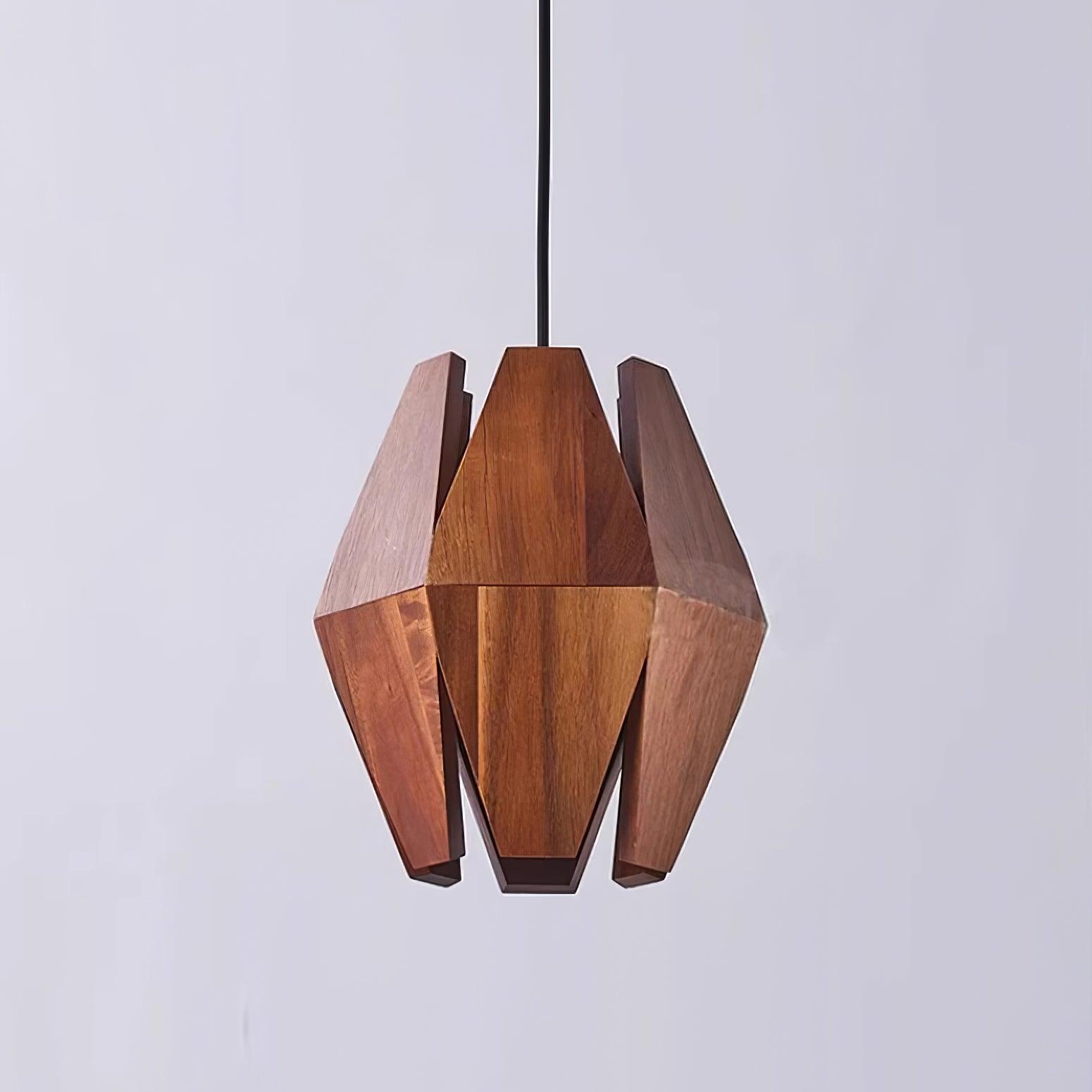 Pendant Lamp Geometric Wood Shade Warm Glow Nordic Minimalist Accent - Letslighting