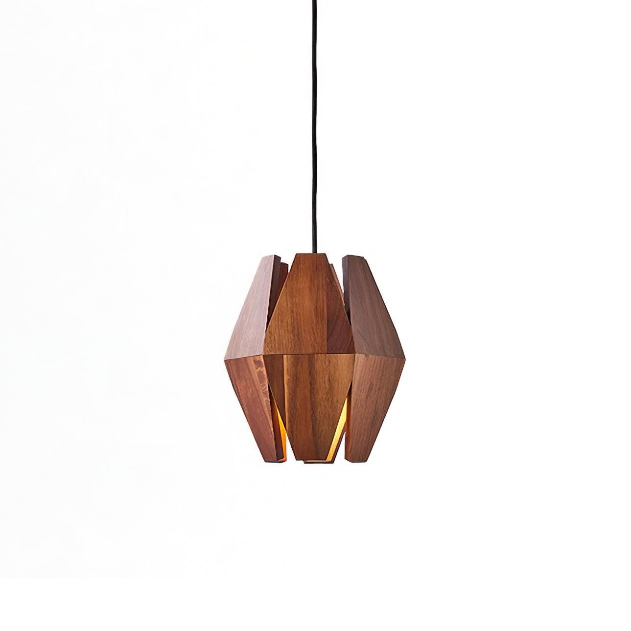 Pendant Lamp Geometric Wood Shade Warm Glow Nordic Minimalist Accent - Letslighting