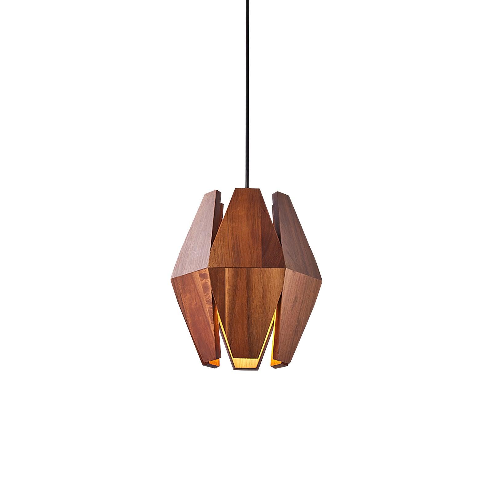 Pendant Lamp Geometric Wood Shade Warm Glow Nordic Minimalist Accent - Letslighting