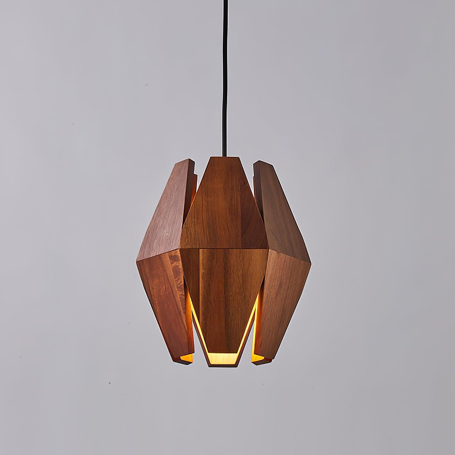 Pendant Lamp Geometric Wood Shade Warm Glow Nordic Minimalist Accent - Letslighting