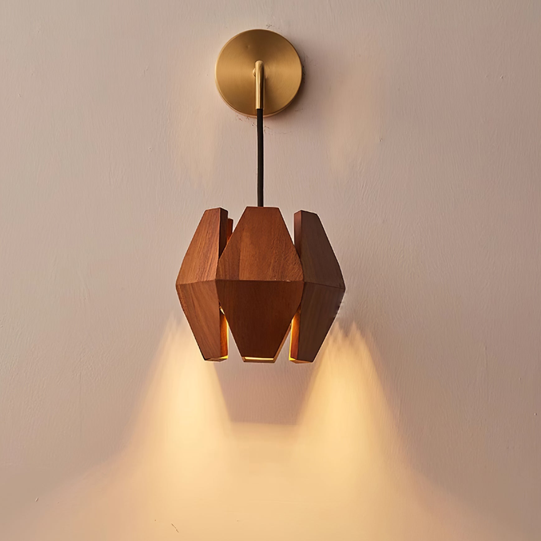 Wall Lamp Body Faceted Walnut Shade Plug In Nordic Minimalist - Letslighting