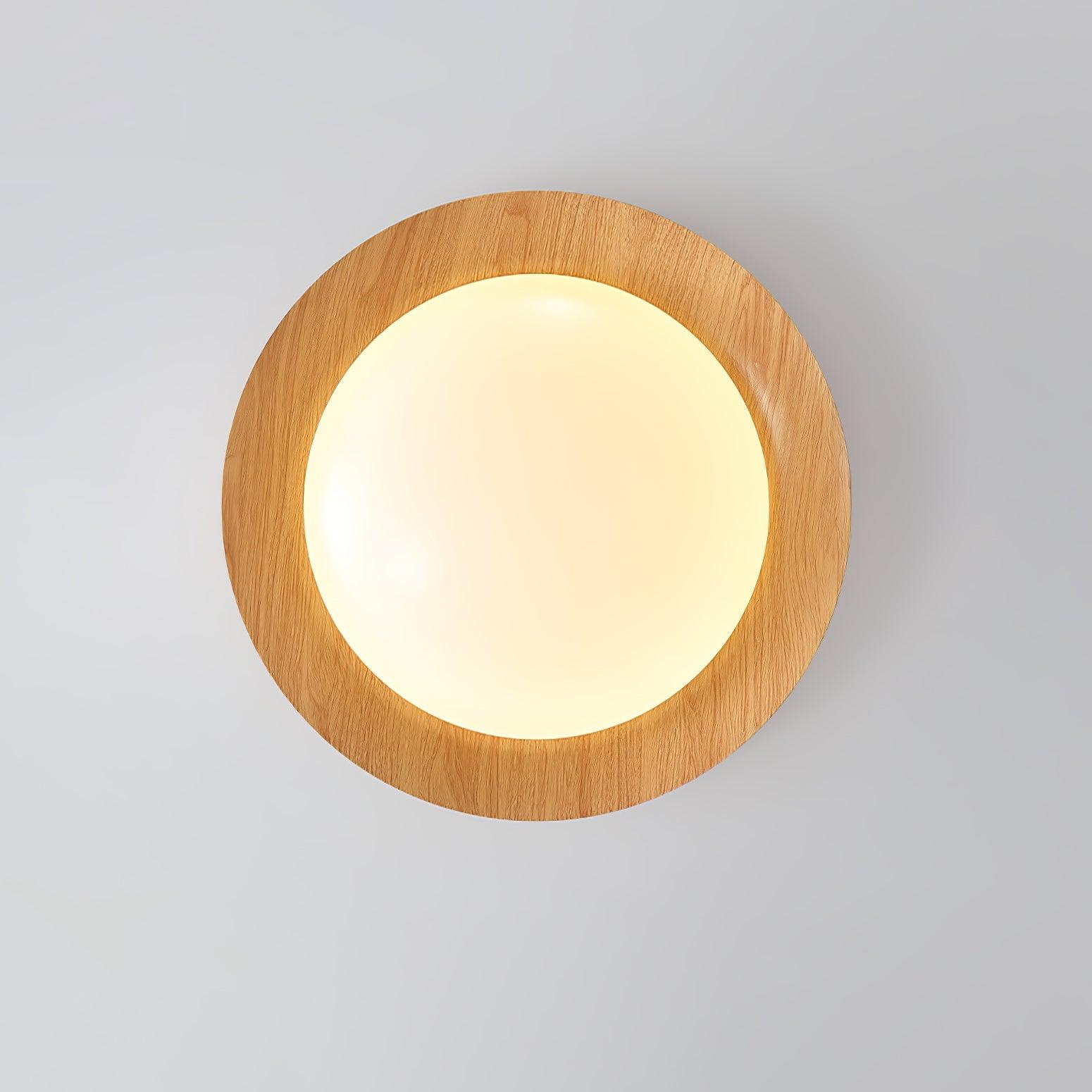 Solara Ceiling Light Wood Ring Double Half Round Nordic - Letslighting