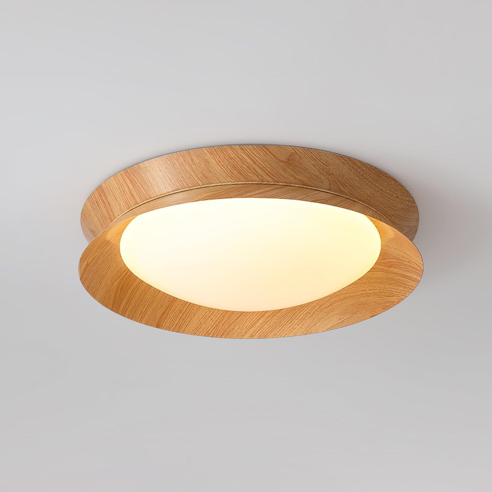 Solara Ceiling Light Wood Ring Double Half Round Nordic - Letslighting